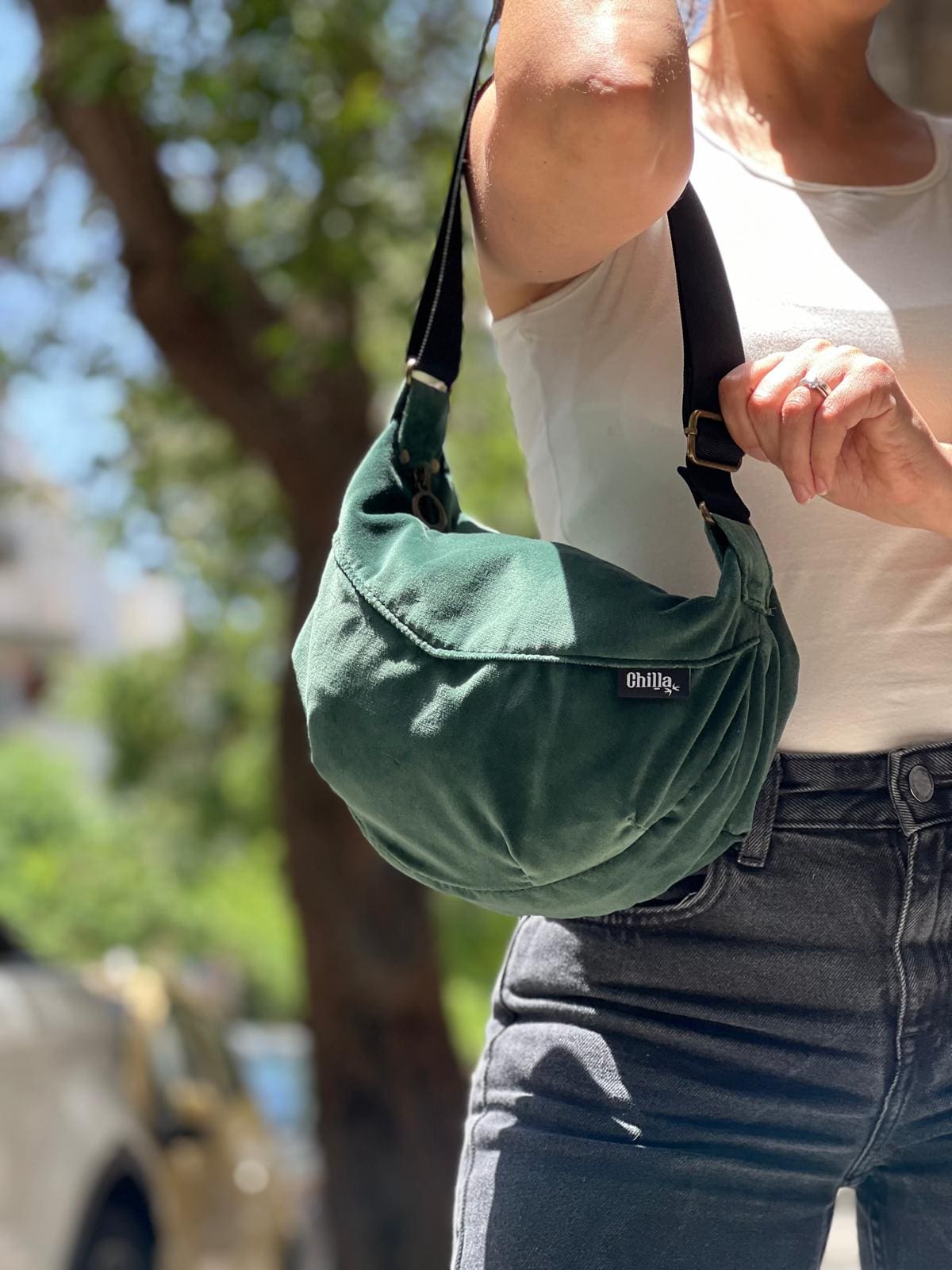 Velvet Bottle Green Vital Side Bag