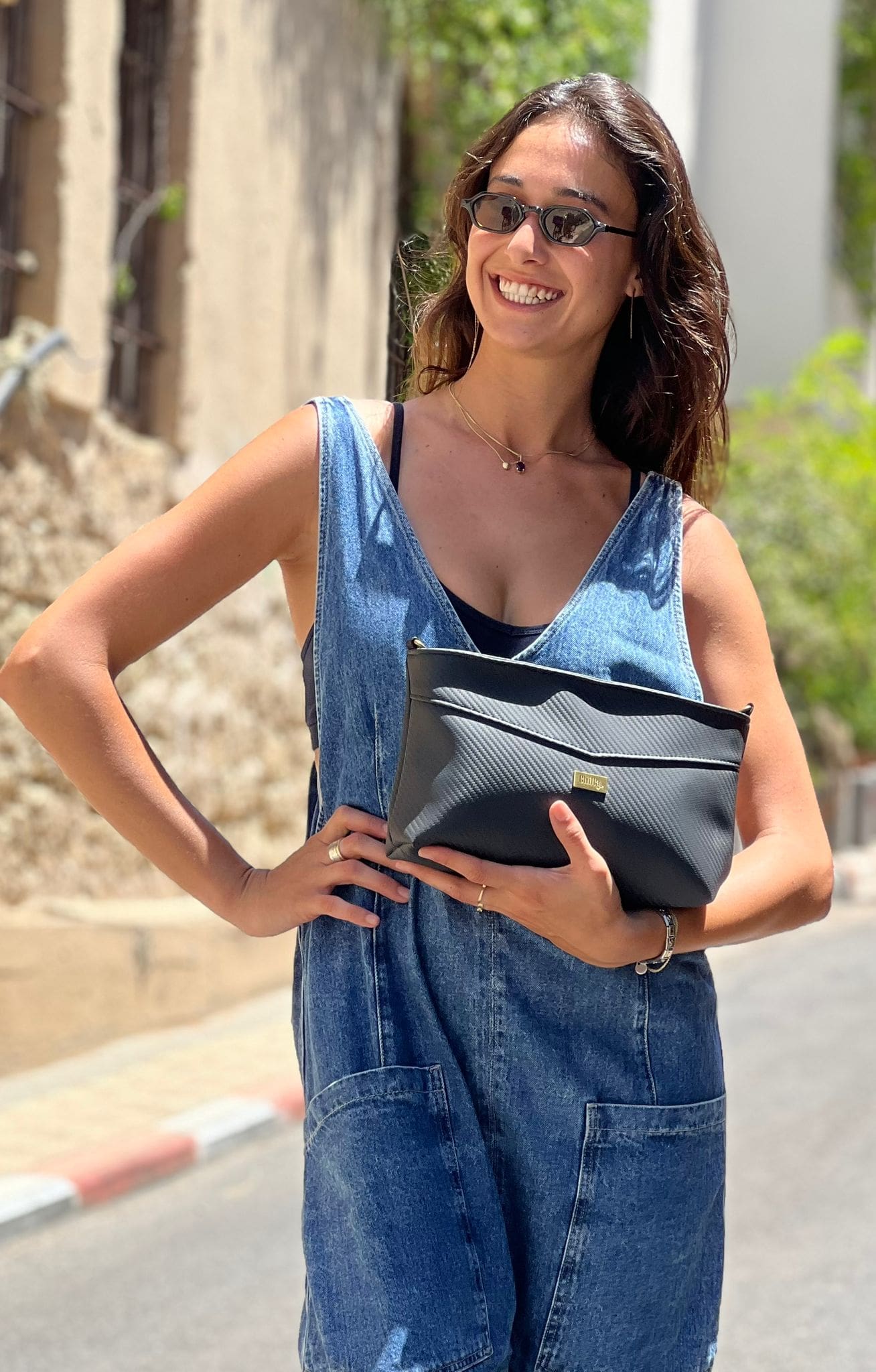 Carbon Black Rachel Clutch/Side Bag