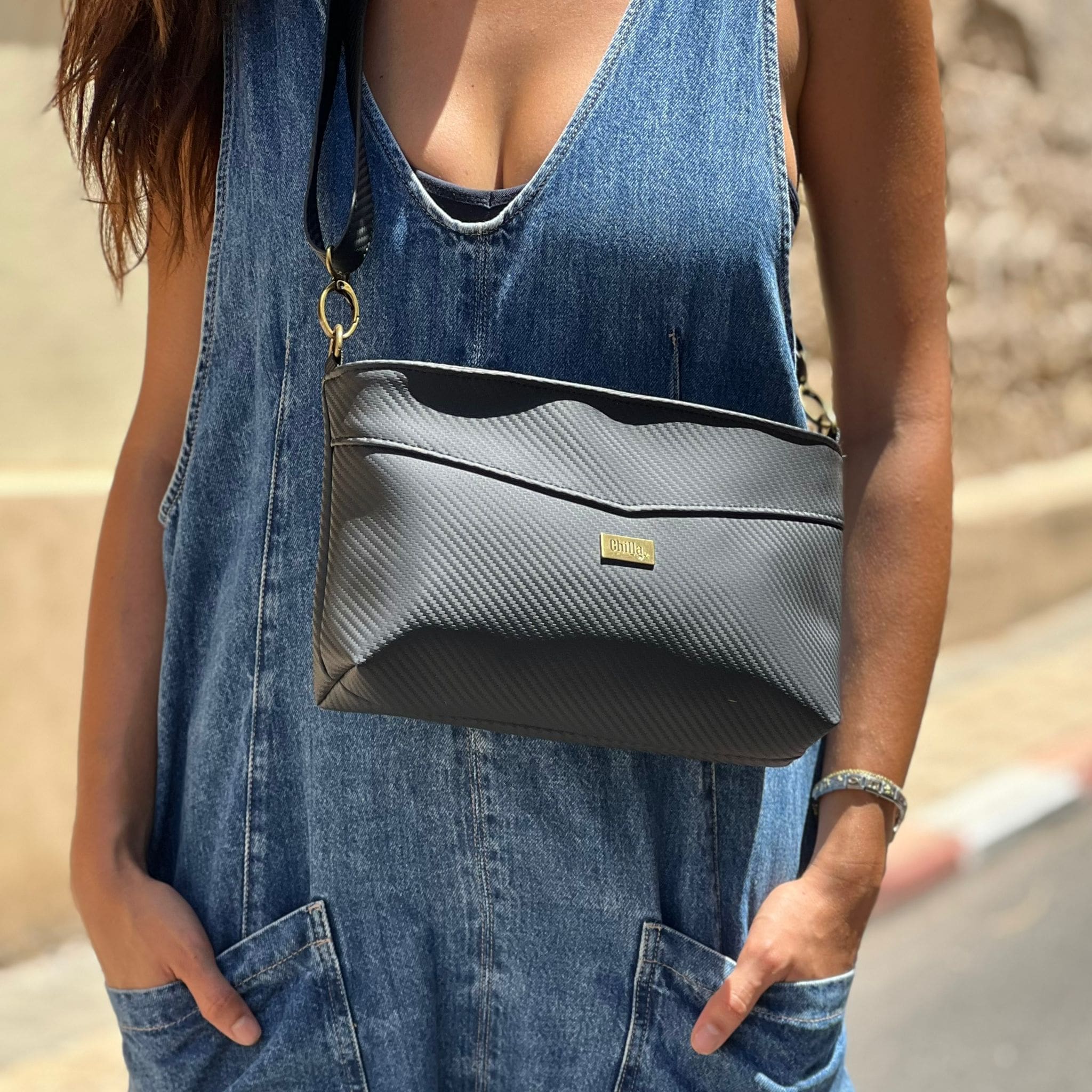 Carbon Black Rachel Clutch/Side Bag