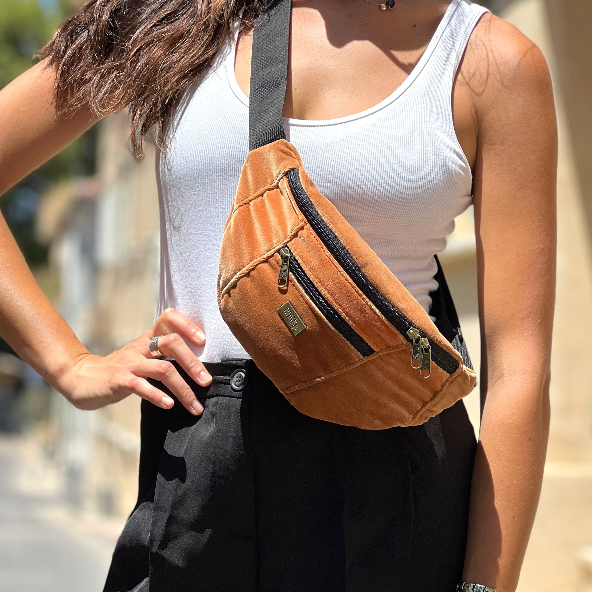 Antique Orange Velvet Large Roni Fanny Pack