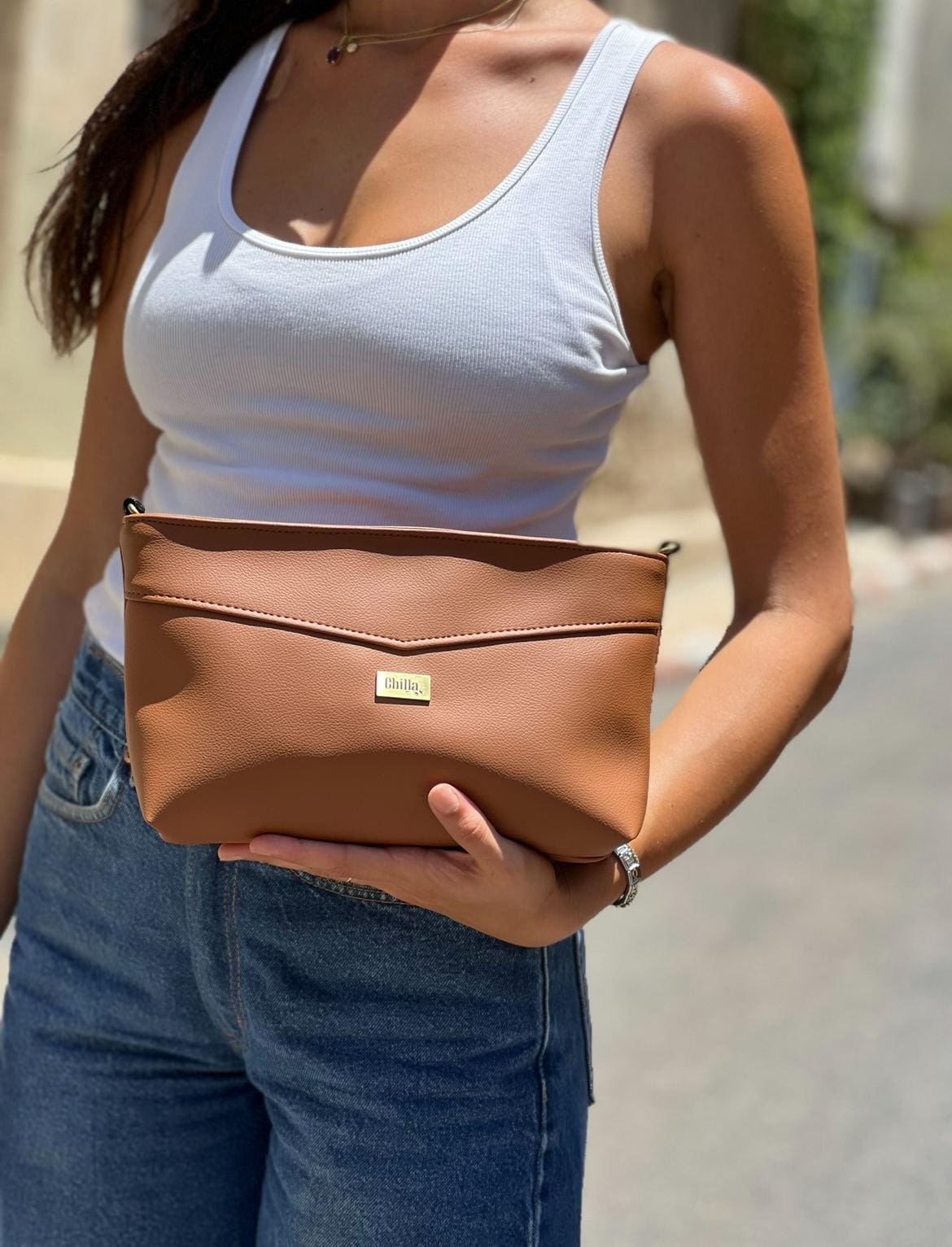 New Texture Camel Rachel Clutch/Side Bag