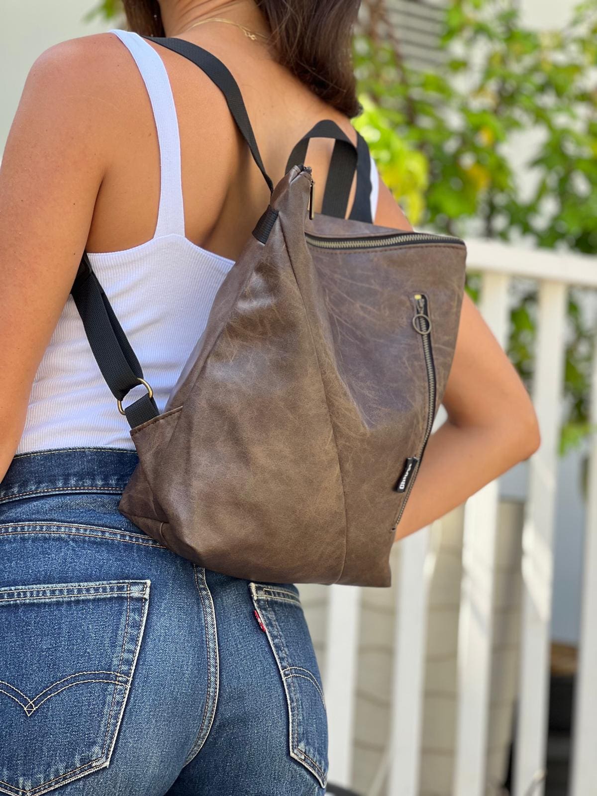 Brown Leather-Like Reut Bag