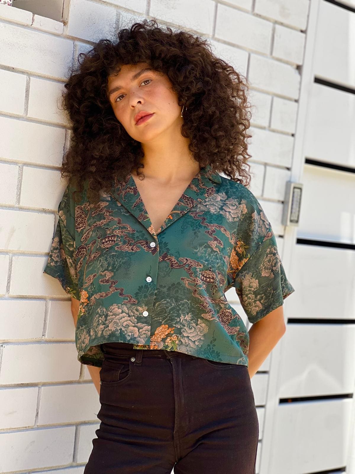 Oversized kimono button-down shirt