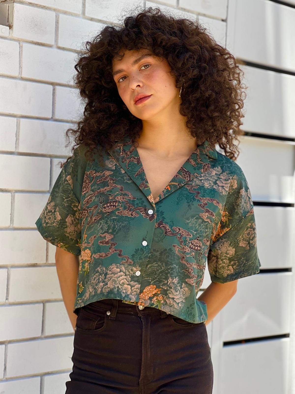 Oversized kimono button-down shirt