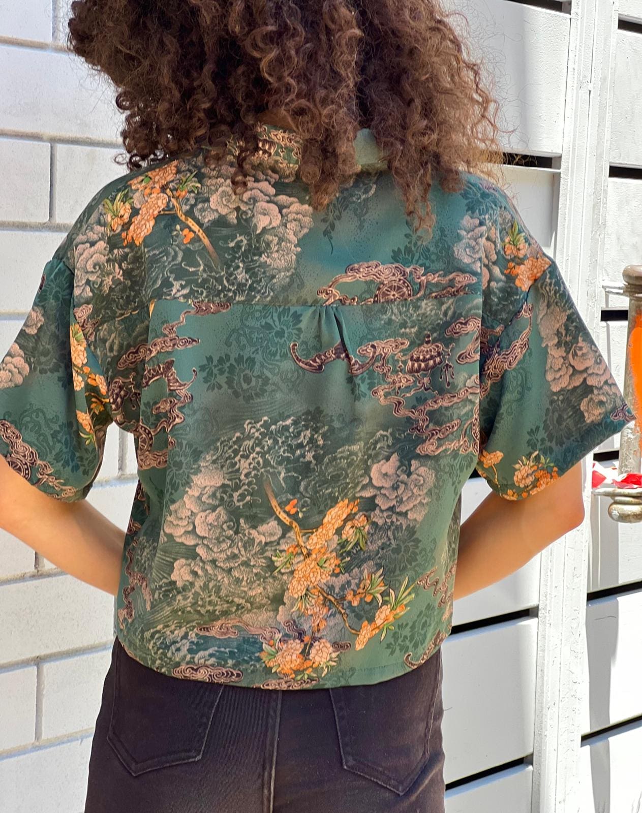 Oversized kimono button-down shirt