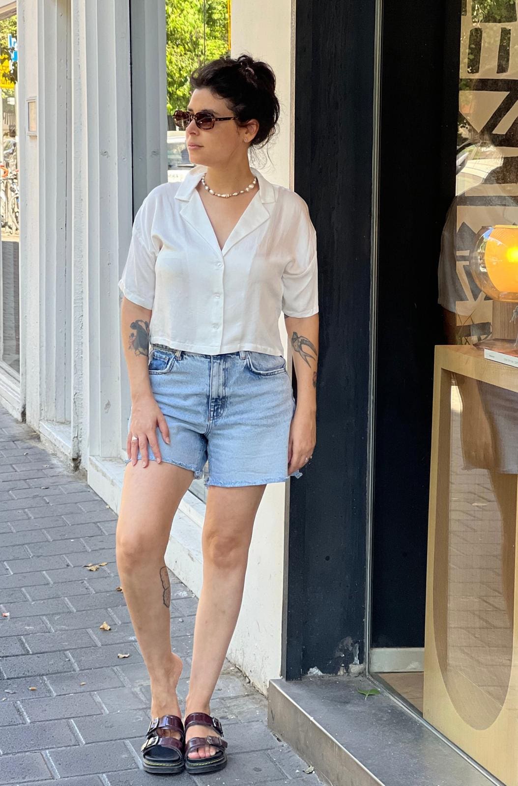 White oversized button-up shirt