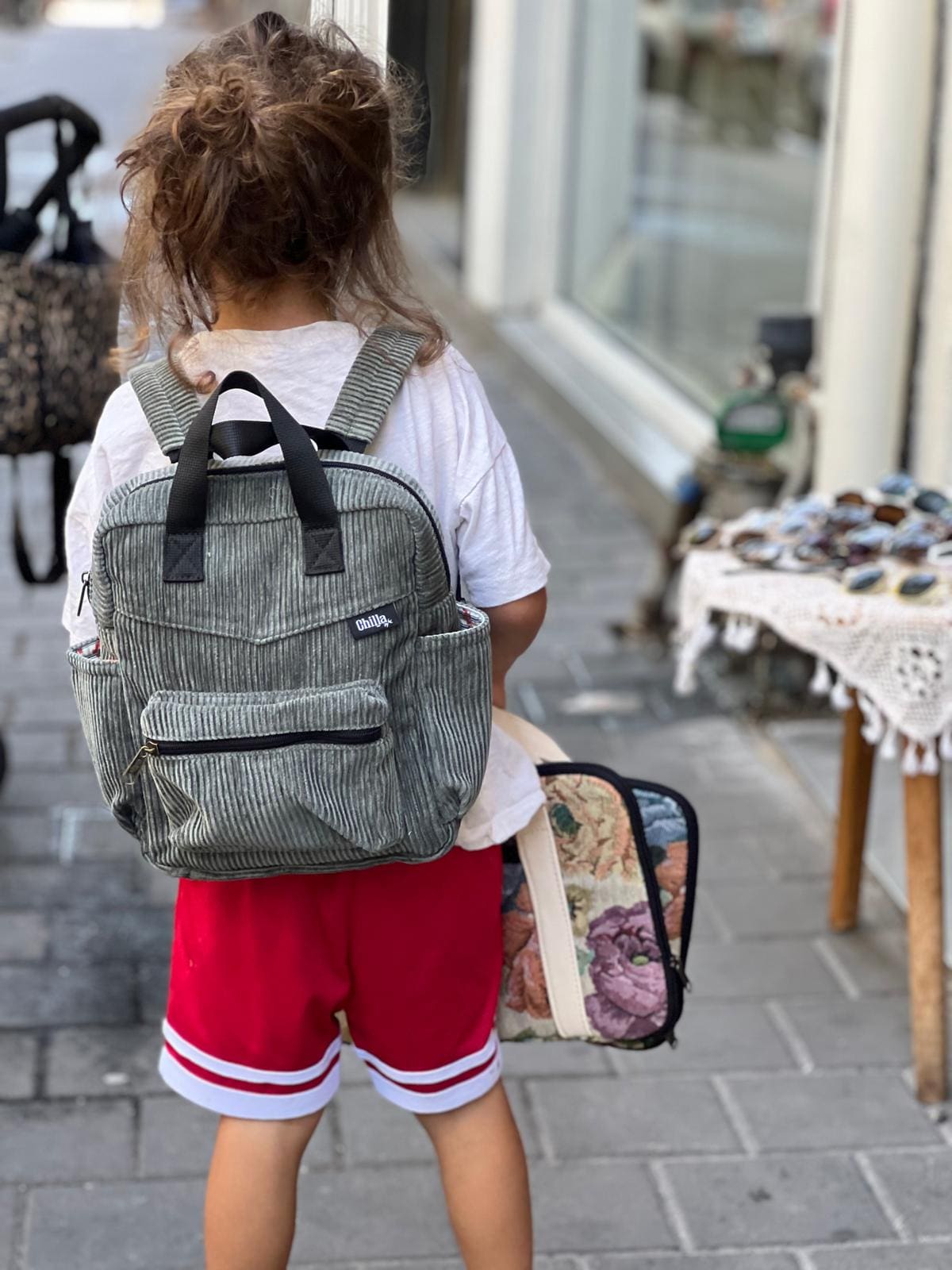 Green-grey corduroy garden bag "Noah".