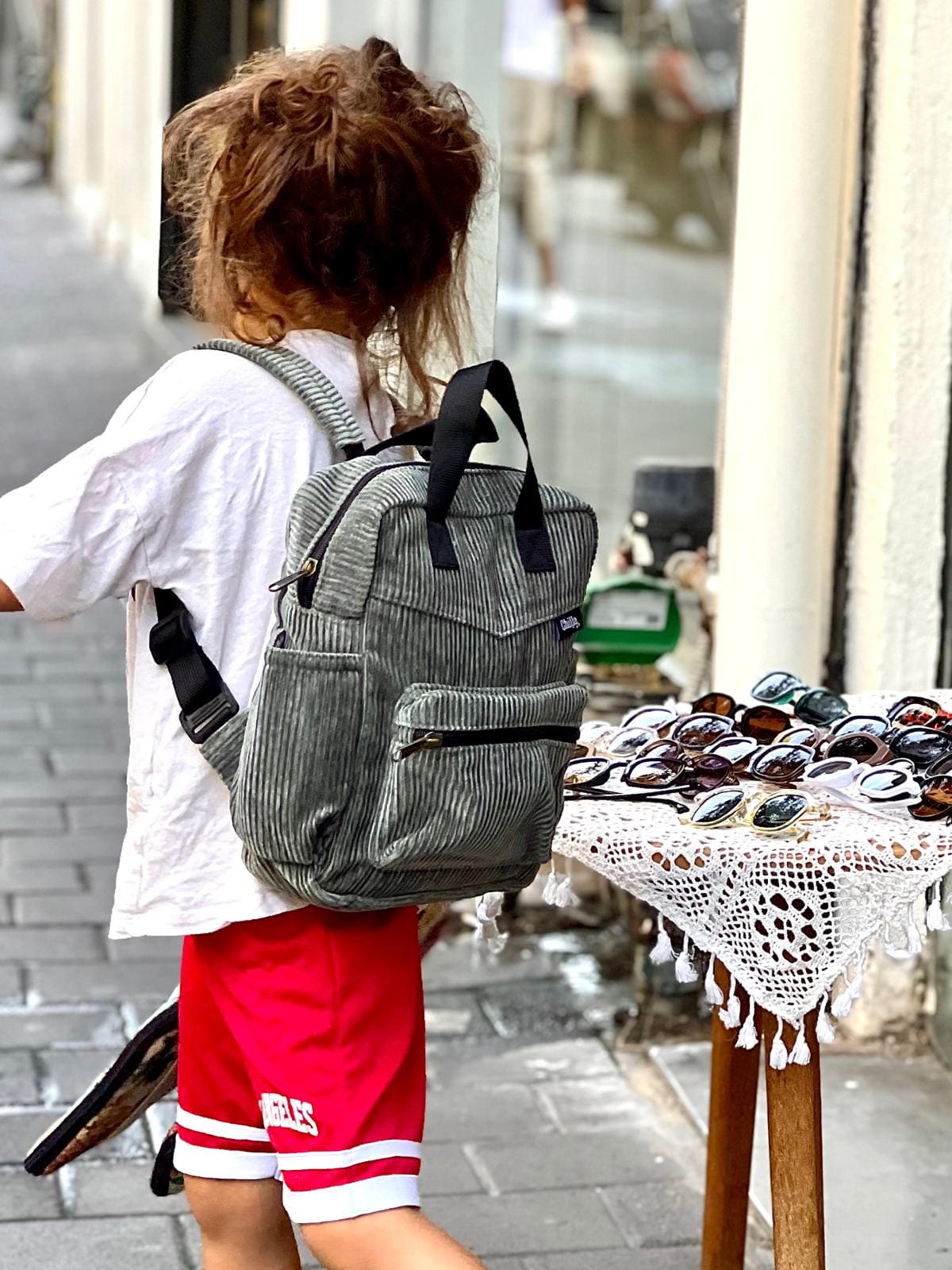 Green-grey corduroy garden bag "Noah".