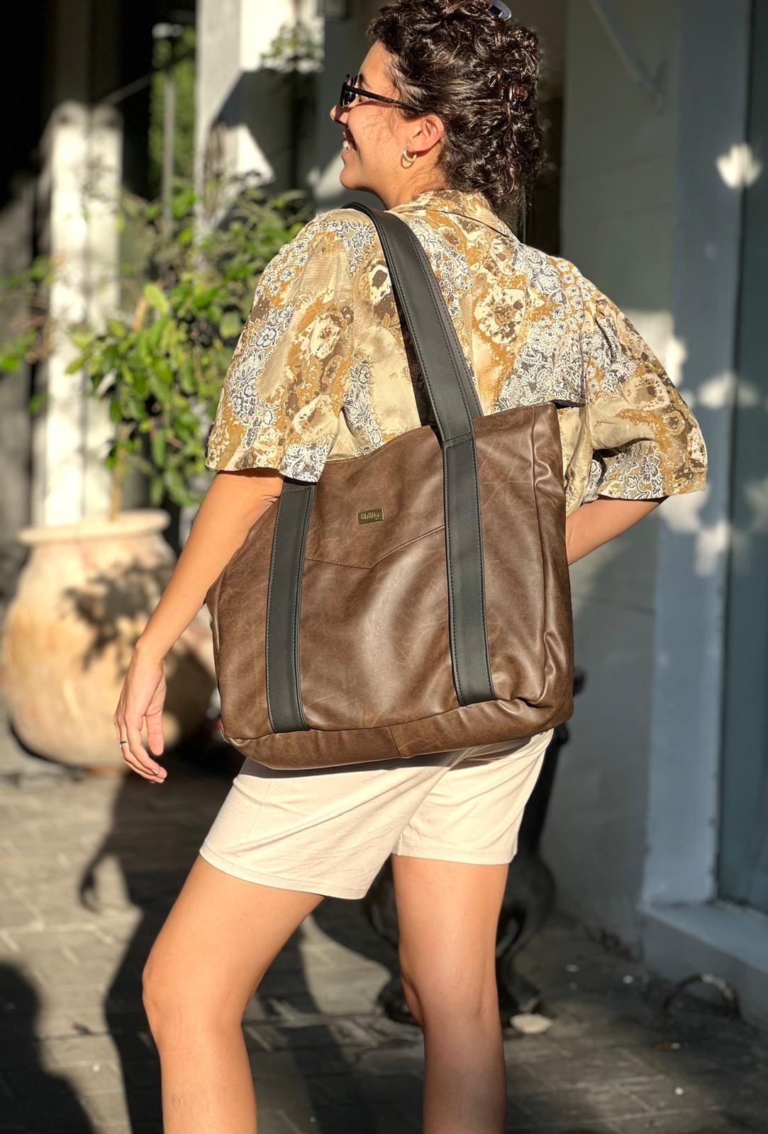 Retro Brown NOKO Large Side Bag