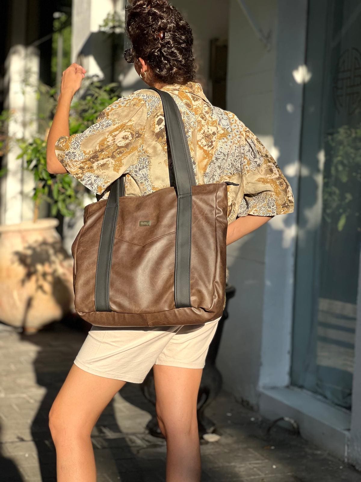 Retro Brown NOKO Large Side Bag