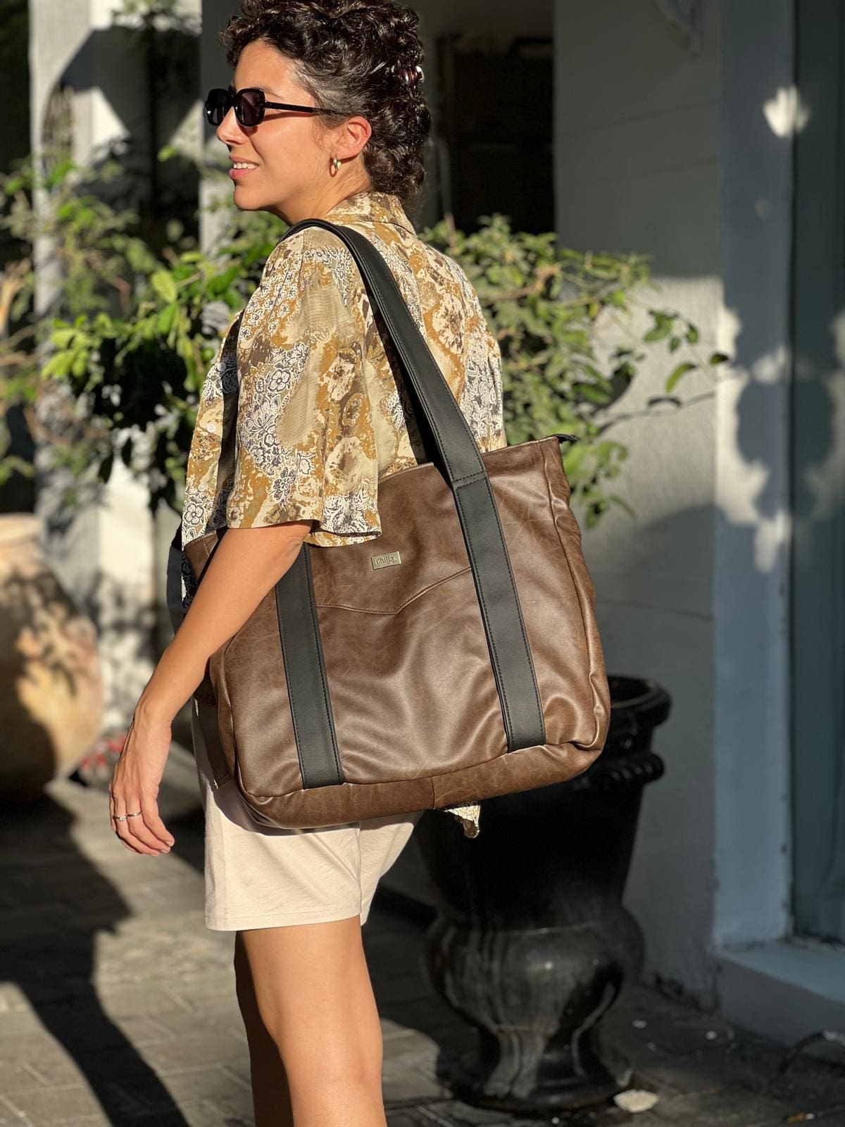 Retro Brown NOKO Large Side Bag