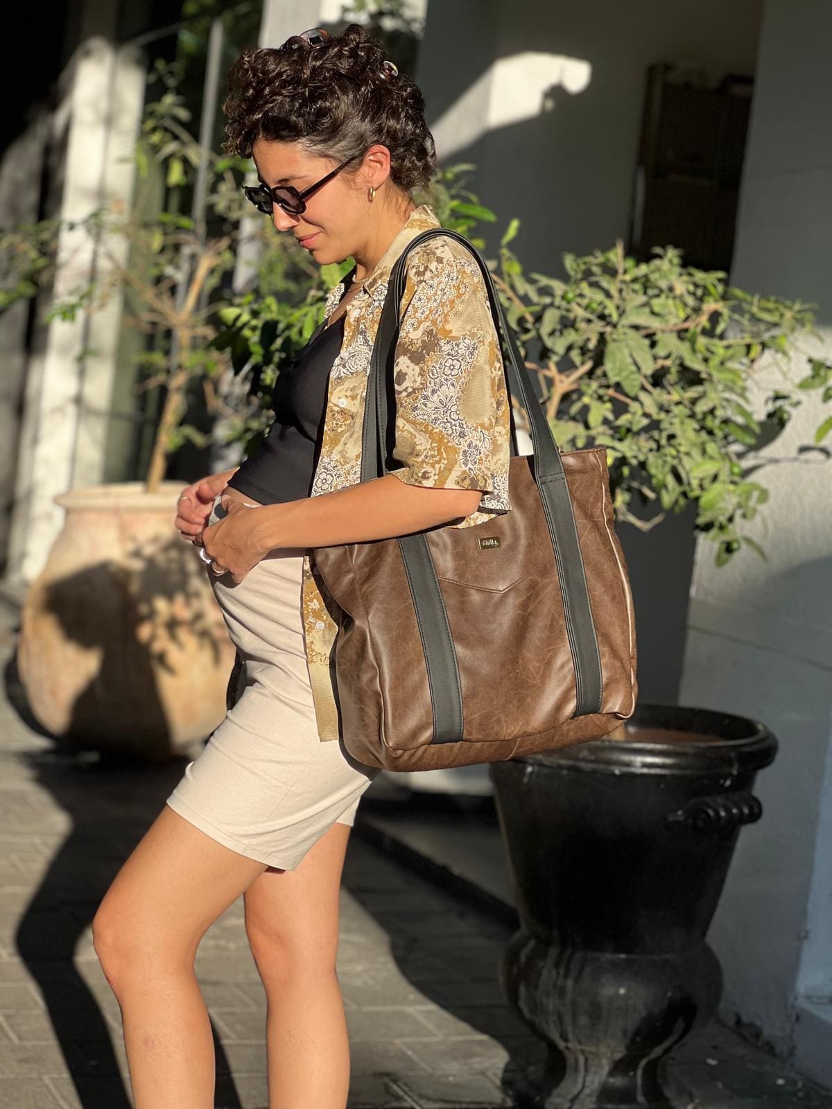 Retro Brown NOKO Large Side Bag