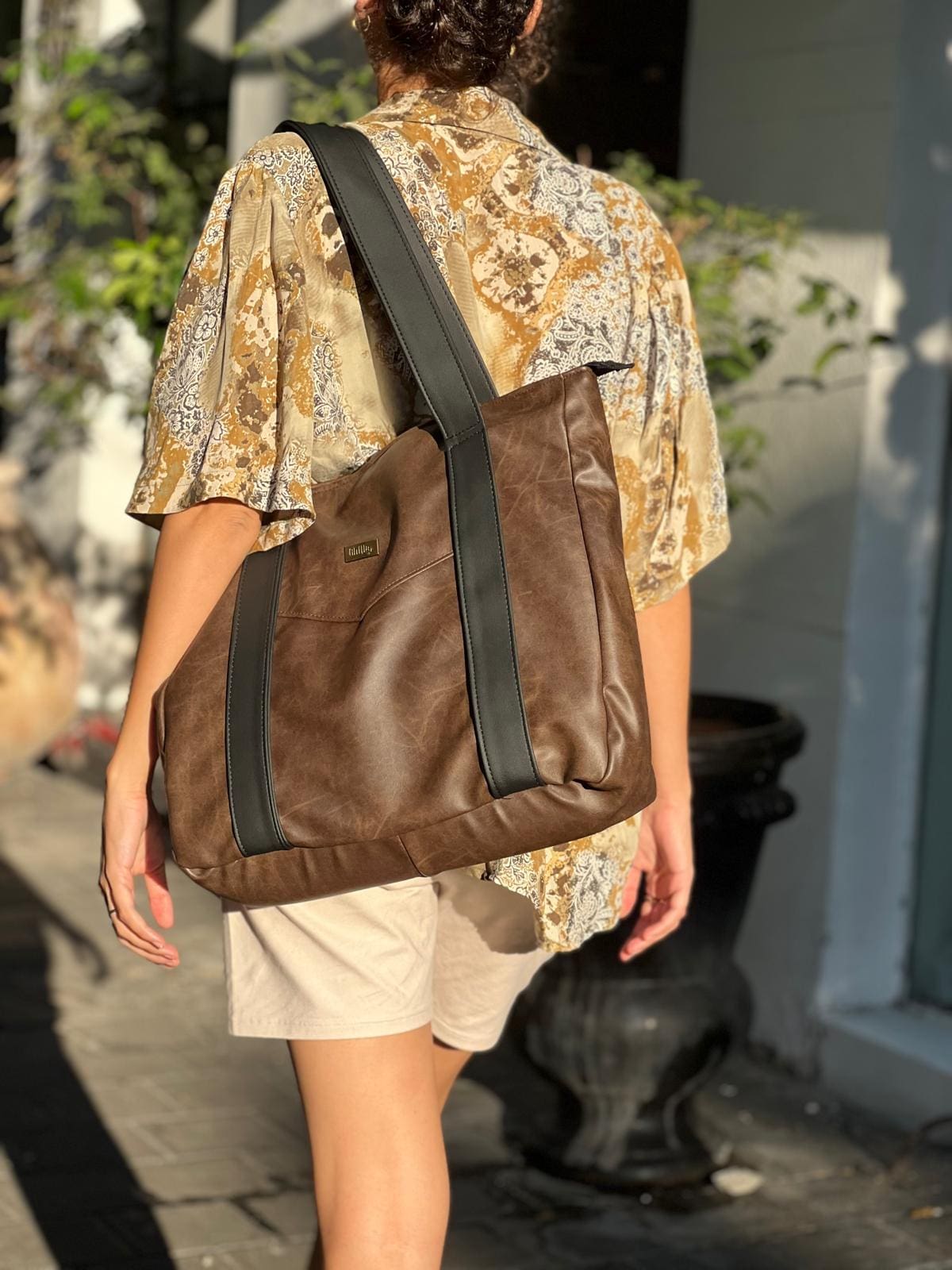 Retro Brown NOKO Large Side Bag