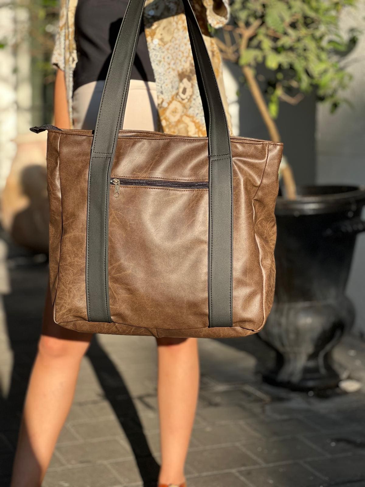 Retro Brown NOKO Large Side Bag