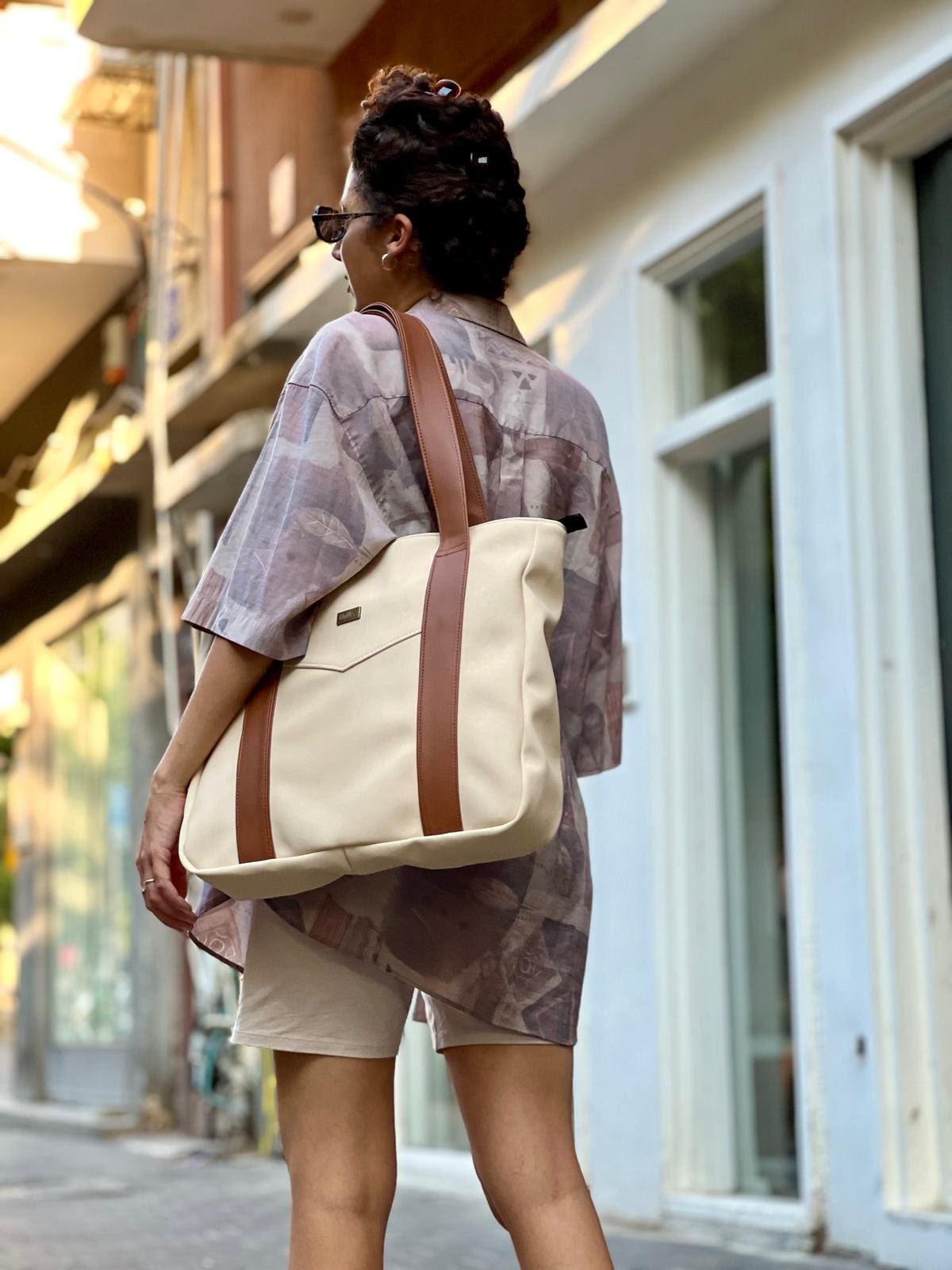 Cream Nubuck-Like NOKO Large Side Bag