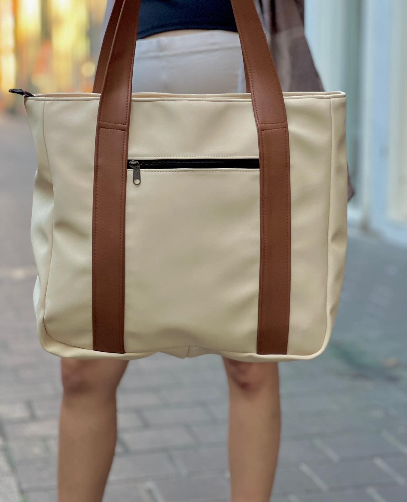 Cream Nubuck-Like NOKO Large Side Bag