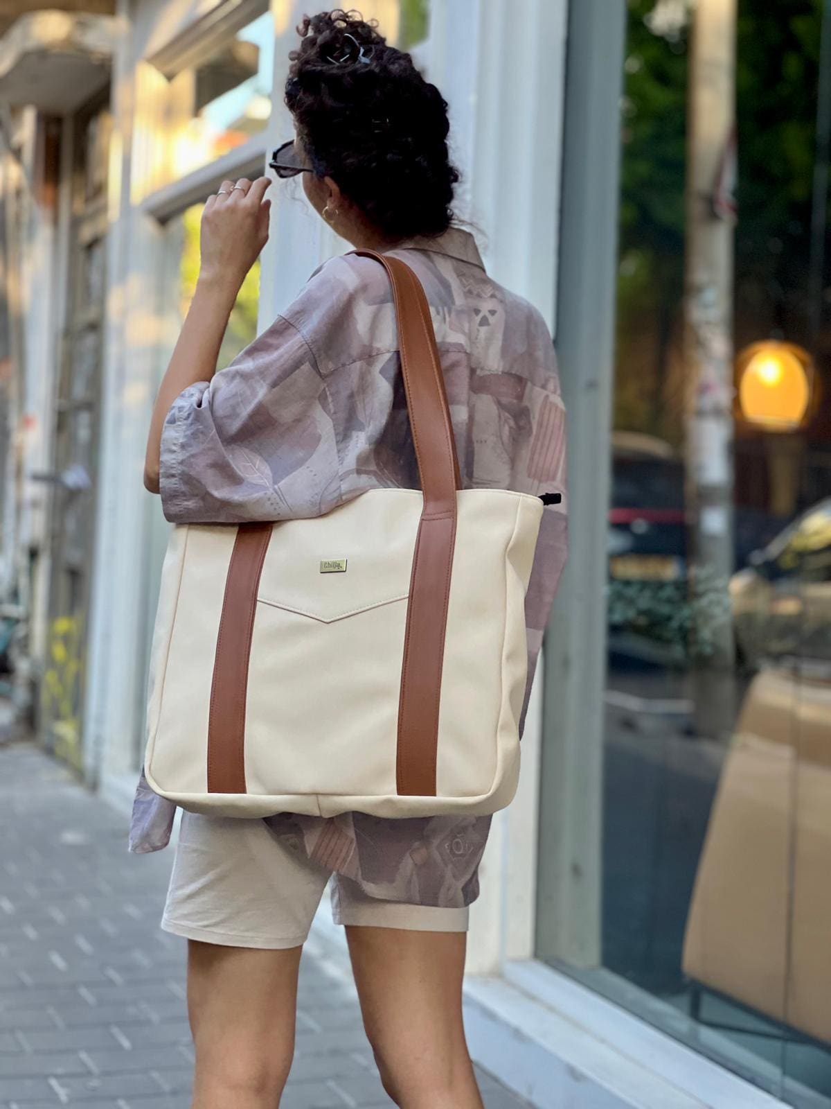 Cream Nubuck-Like NOKO Large Side Bag