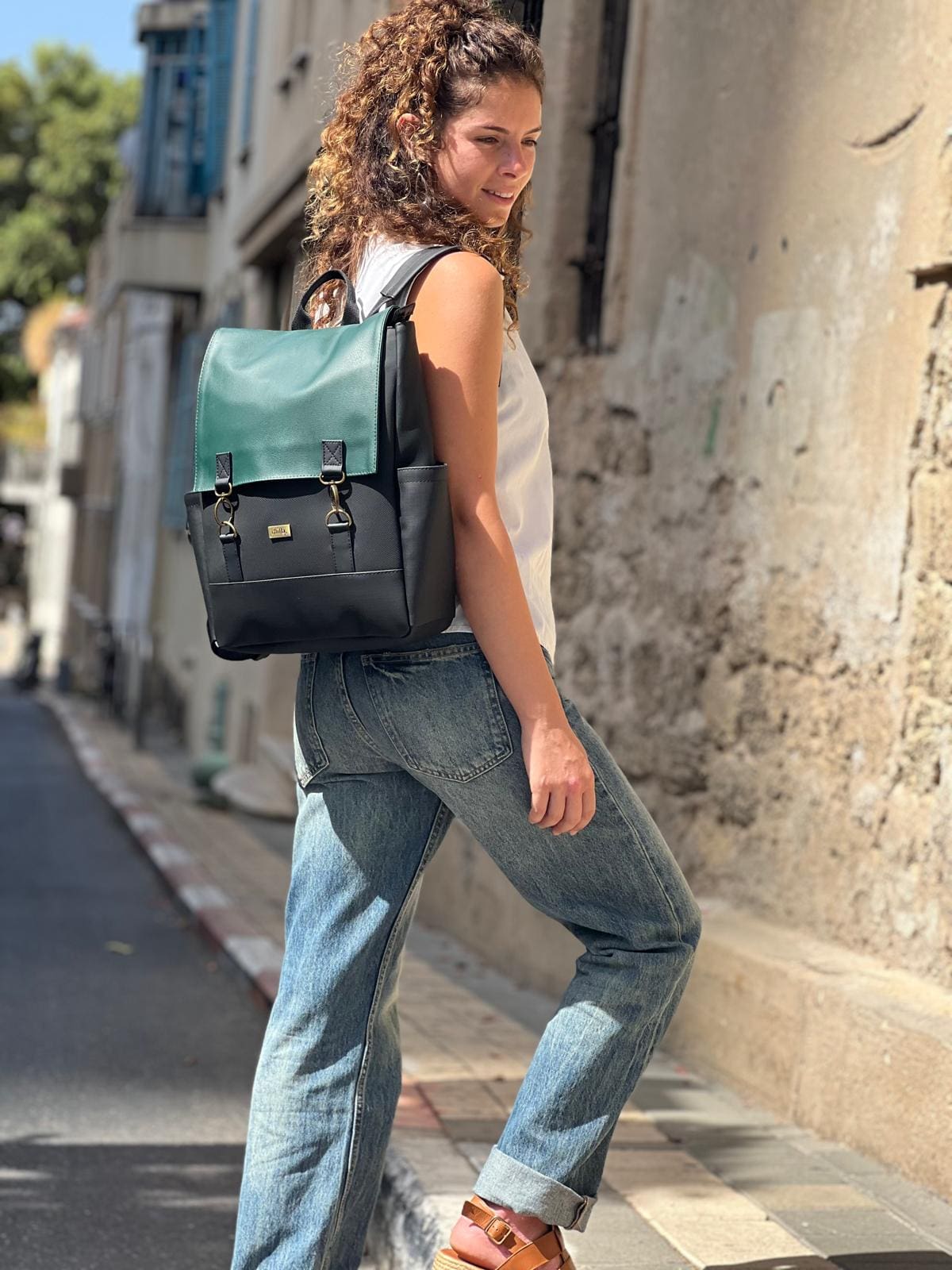 Green-Black Leather-like Unicorn Backpack