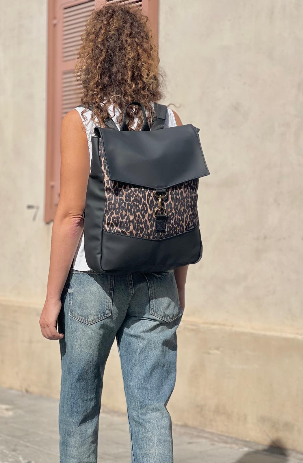 Black with Leopard Large Students Backpack