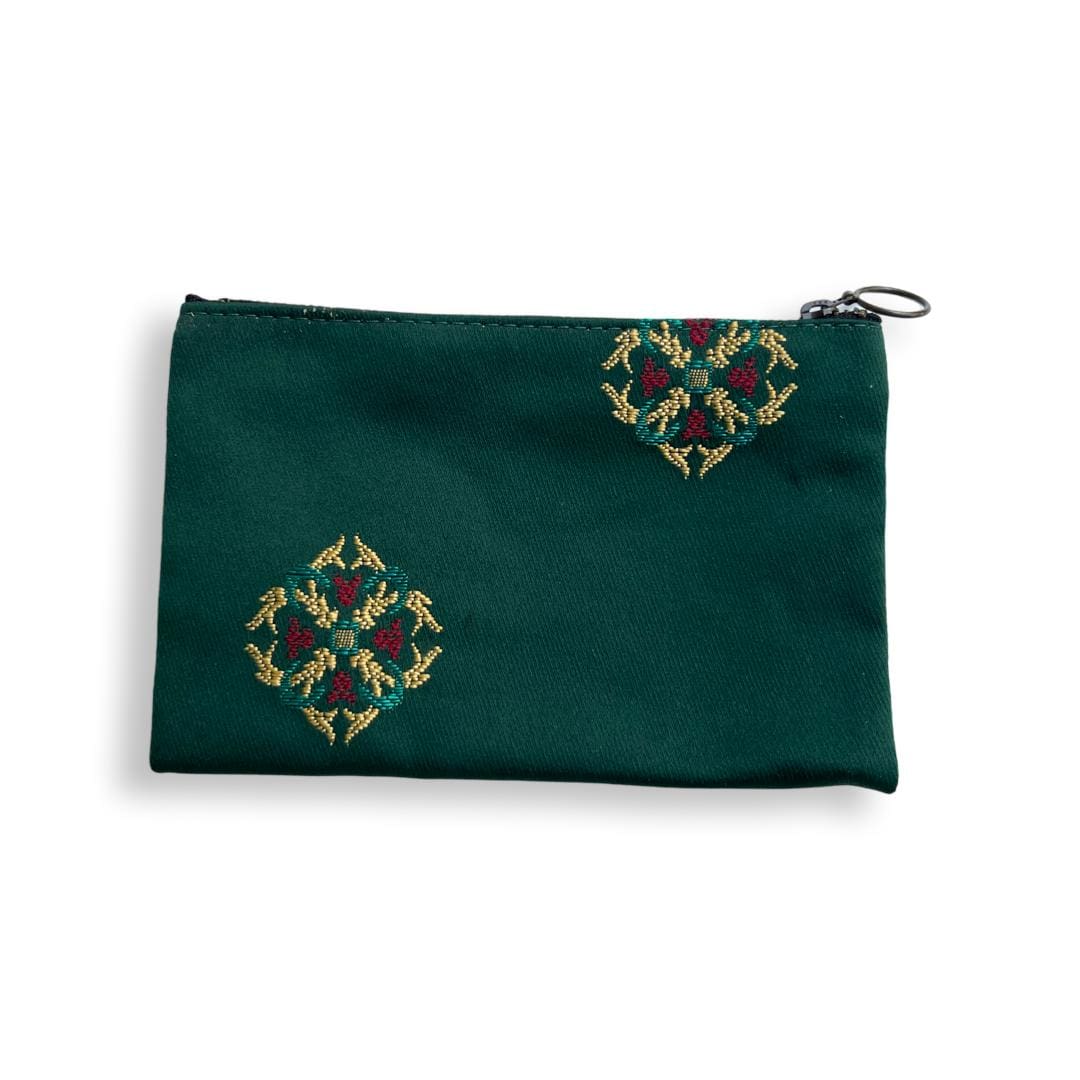 Ethnic green clutch