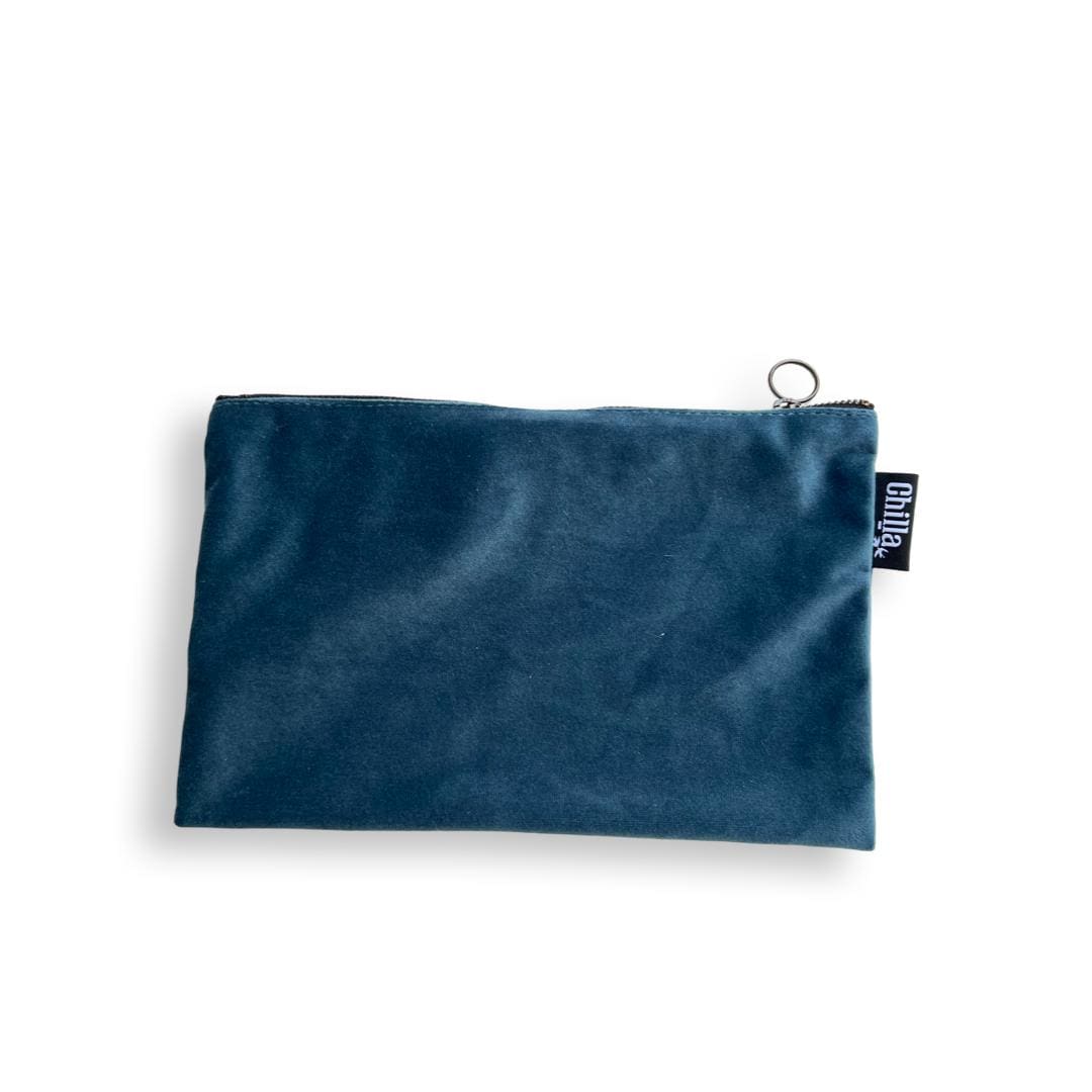 Dark blue velvet clutch
