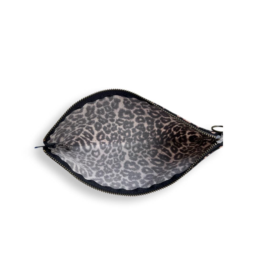 New classic black leather-like pencil case (small clutch).