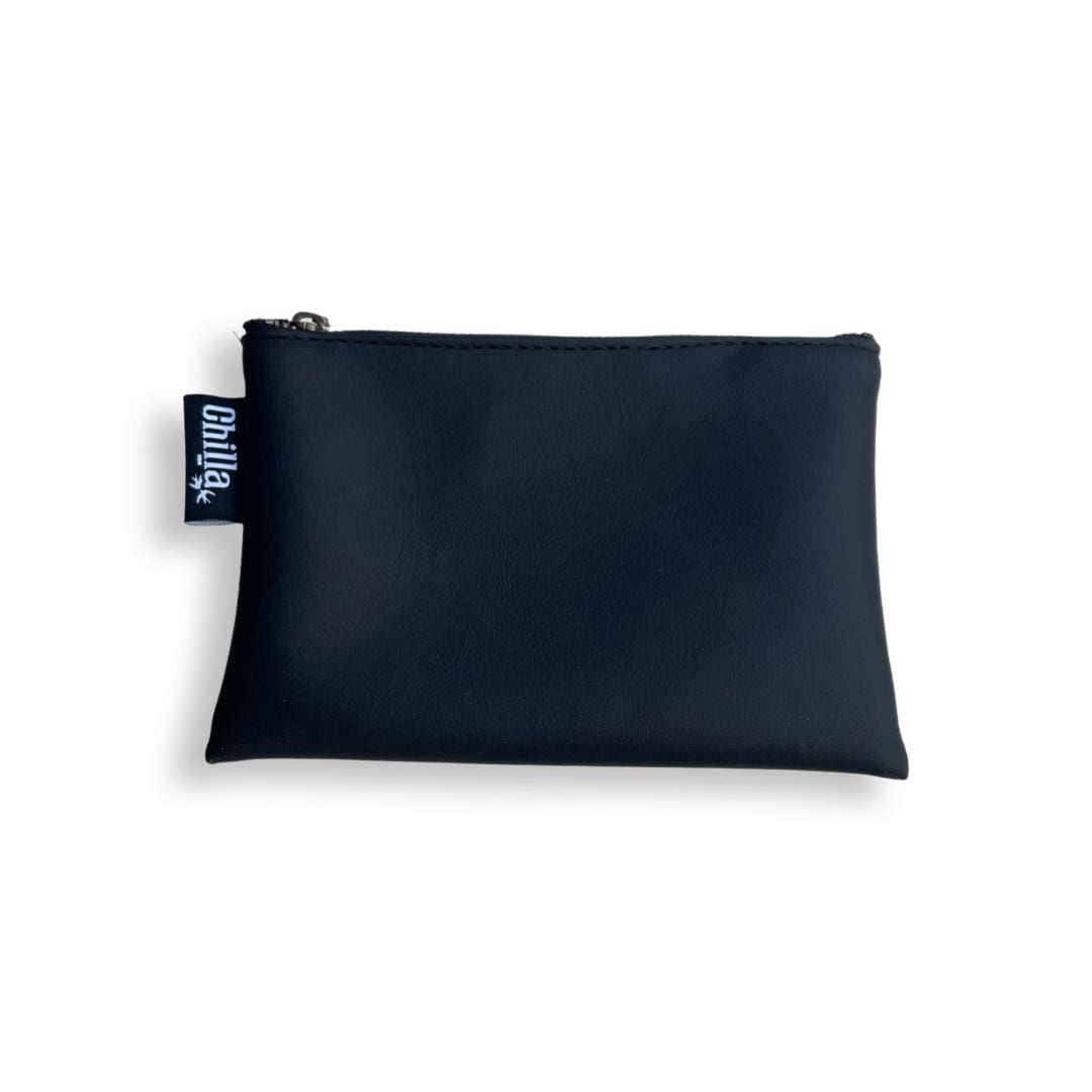 New classic black leather-like pencil case (small clutch).