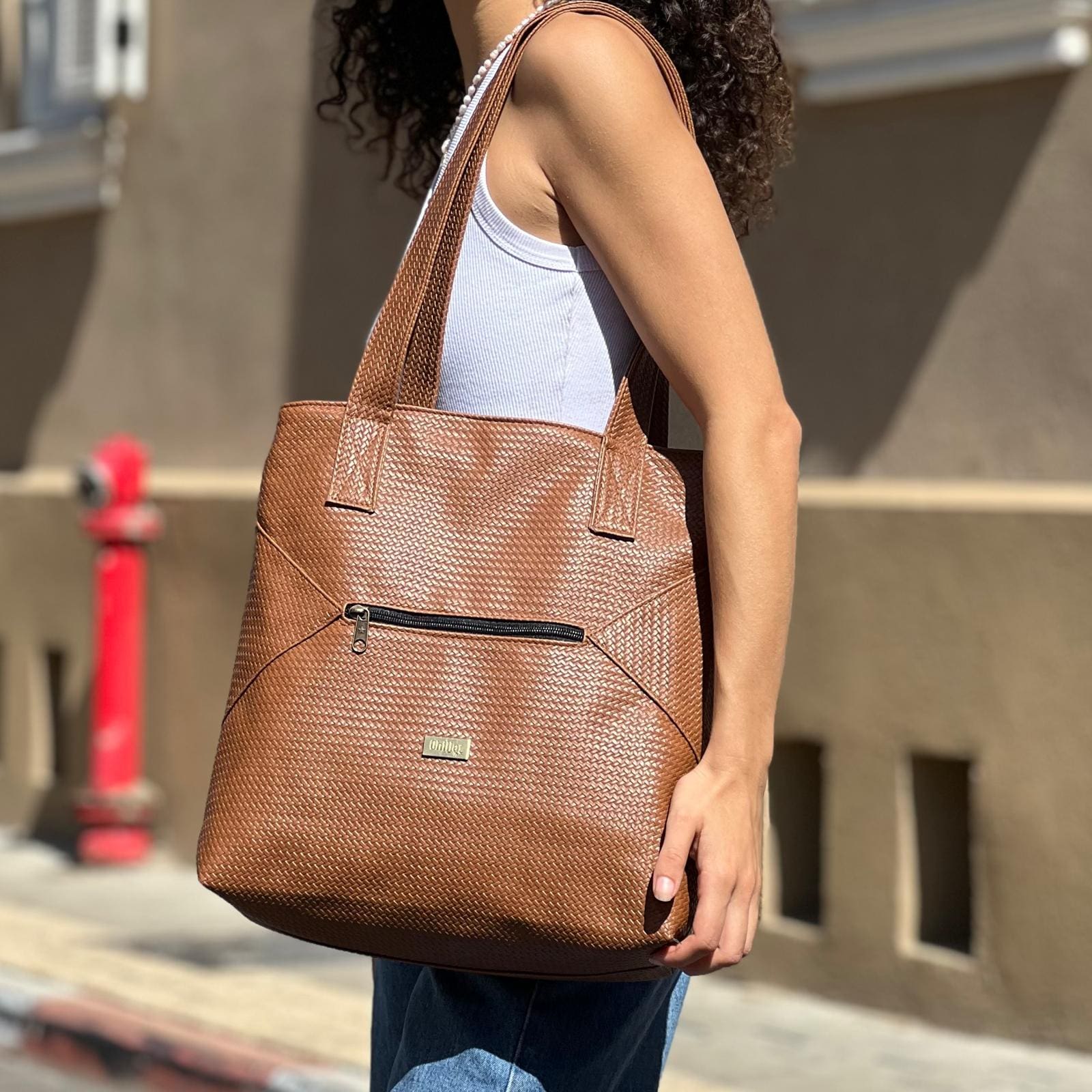 Brown Braided Tommy Side Bag