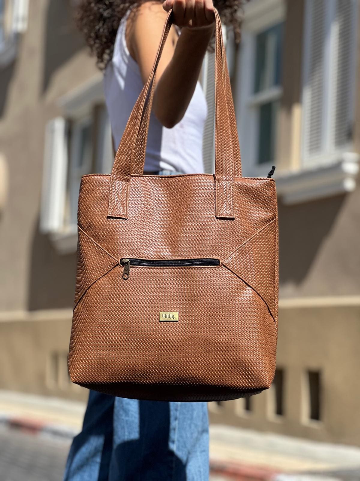 Brown Braided Tommy Side Bag