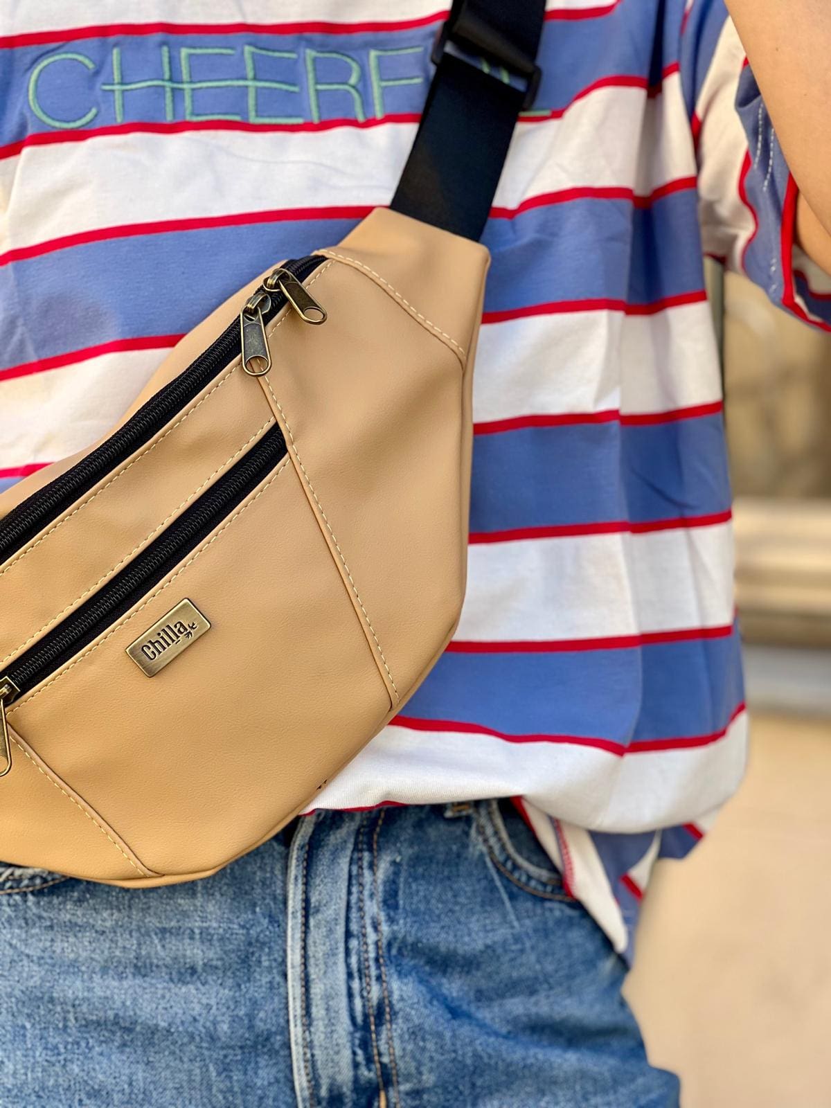 Sand Leather-Like Large Roni Fanny Pack