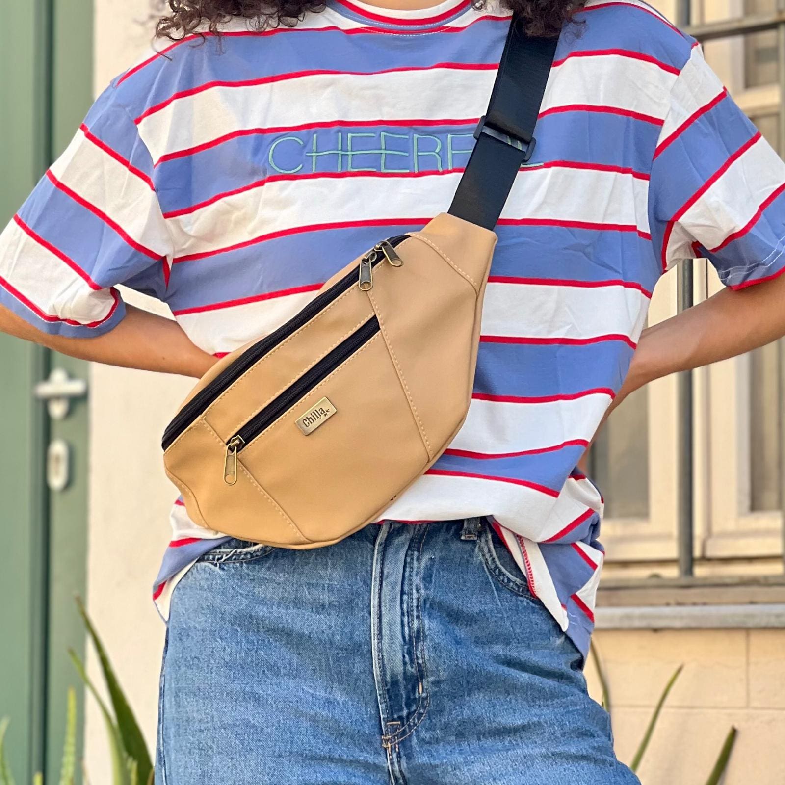 Sand Leather-Like Large Roni Fanny Pack