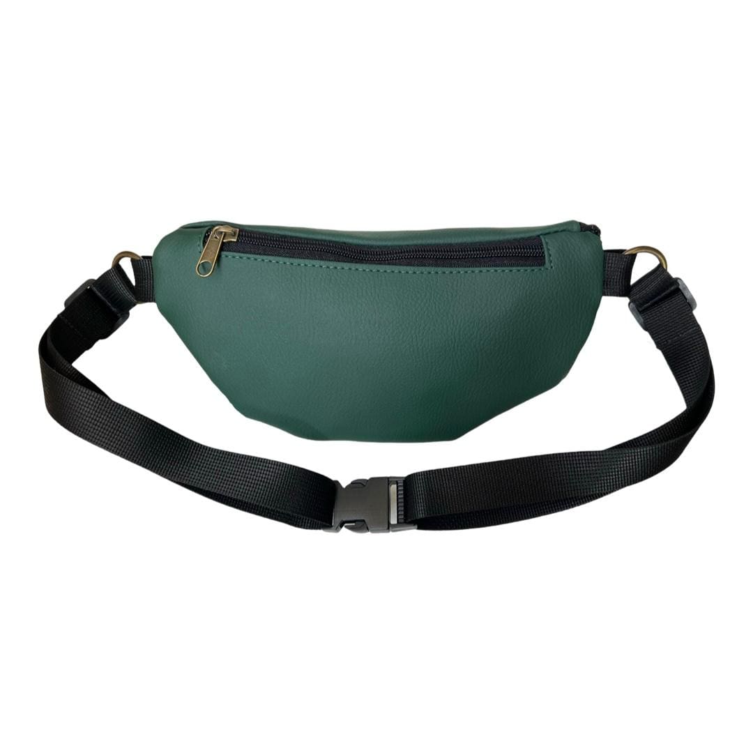 Bottle Green Leather-Like Texture Helga Fanny Pack