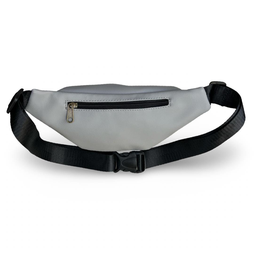 Gray faux leather pouch