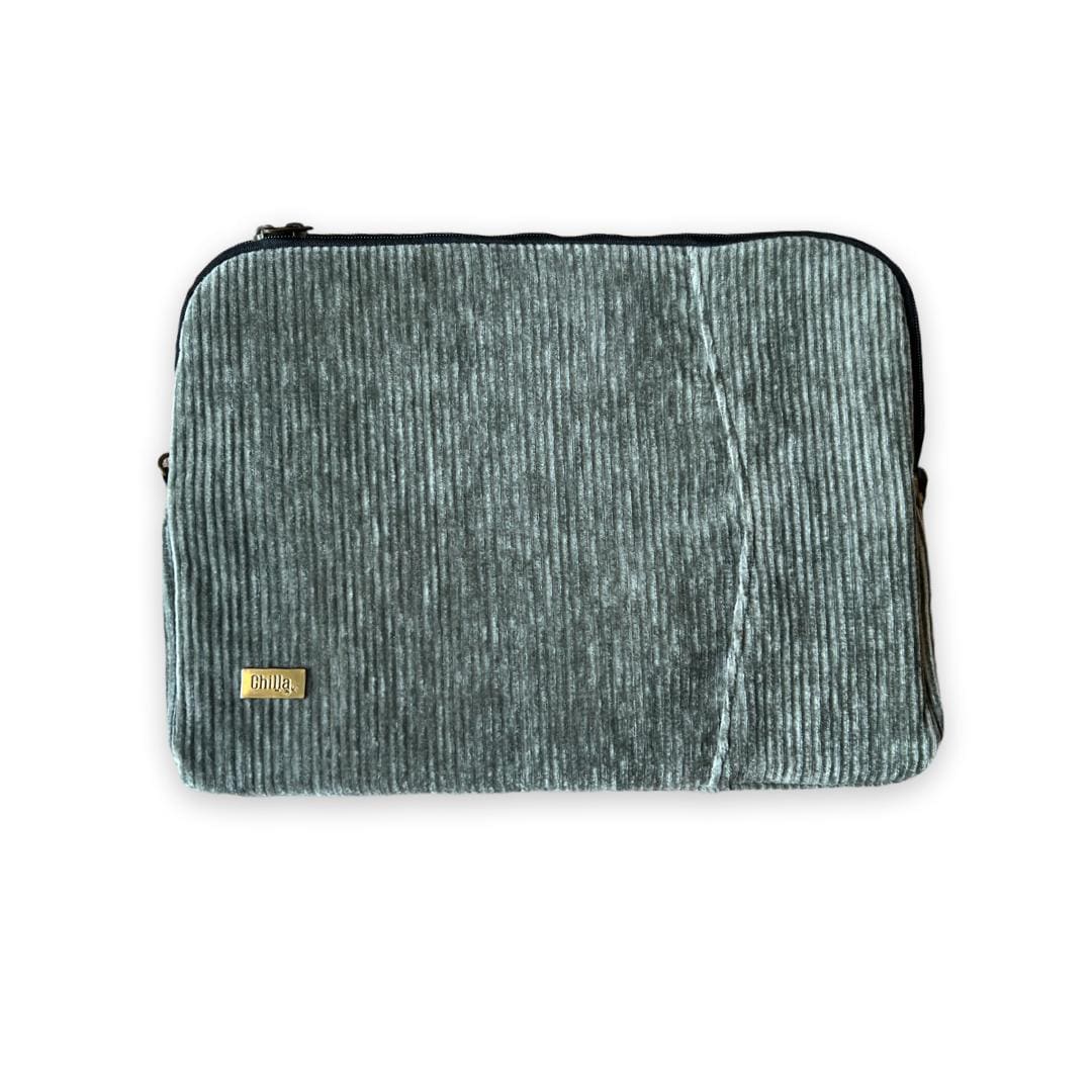 Corduroy green-gray laptop case