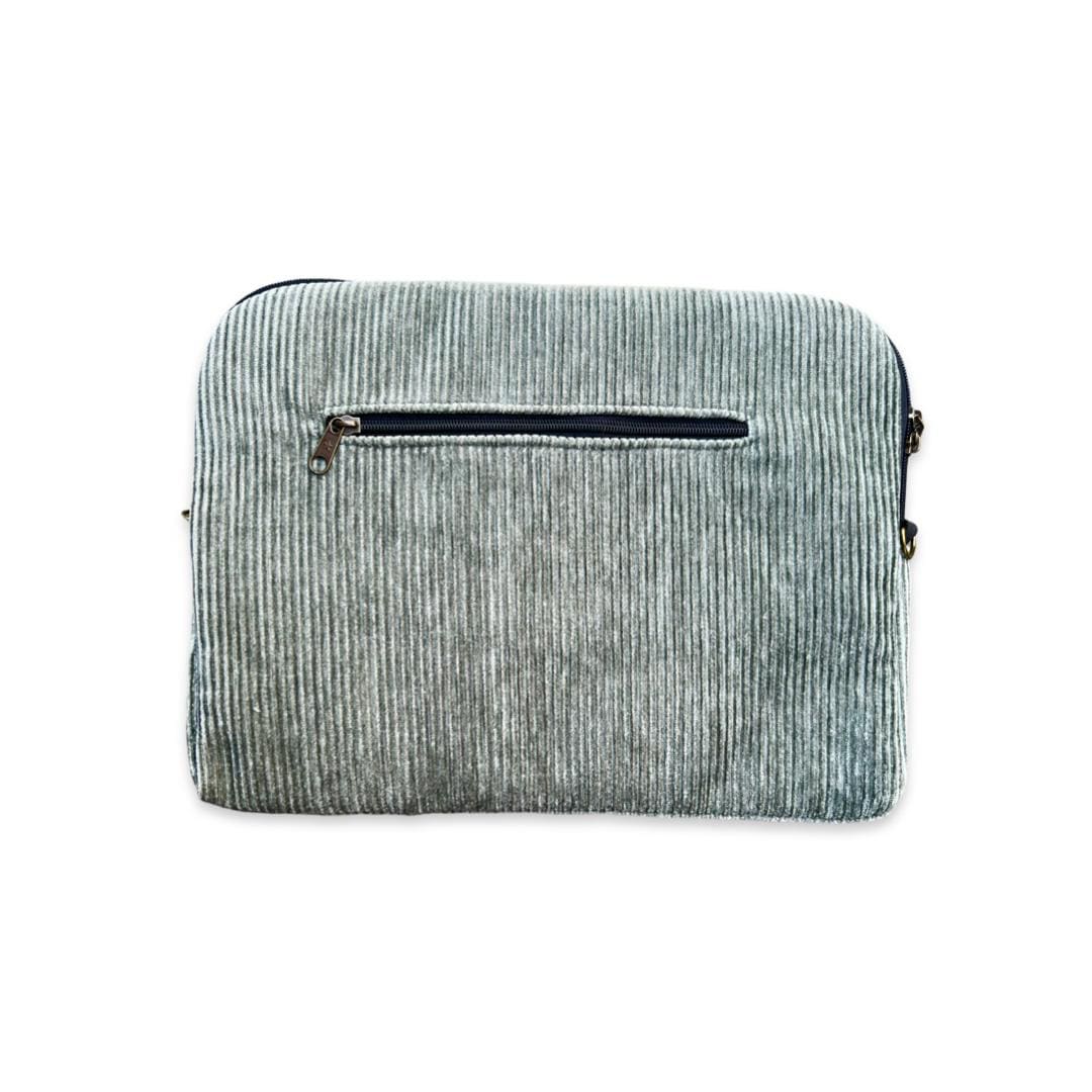 Corduroy green-gray laptop case
