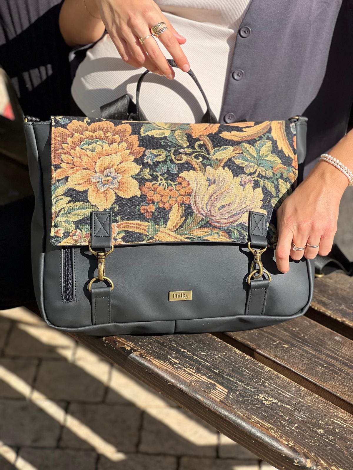 Vintage Flowery Large Jaffa Backpack/Side Bag