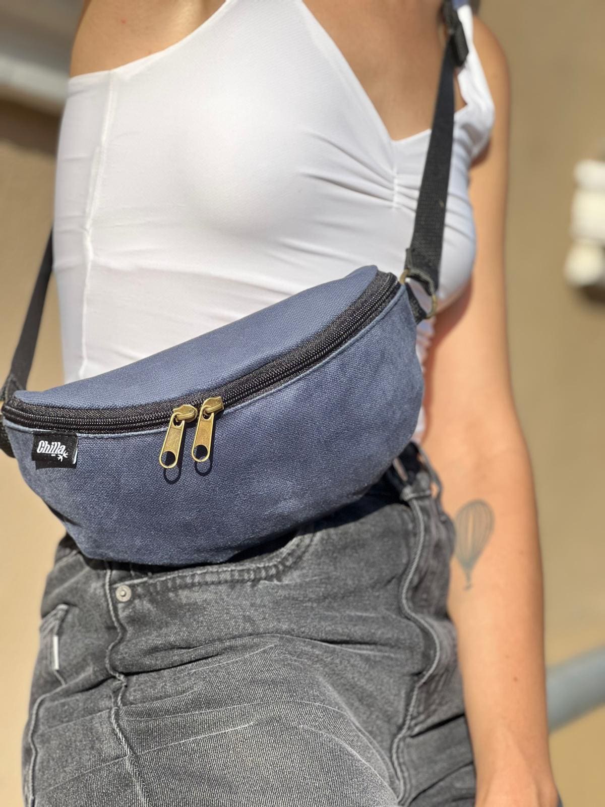 Dark Gray-Blue Velvet Helga Fanny Pack