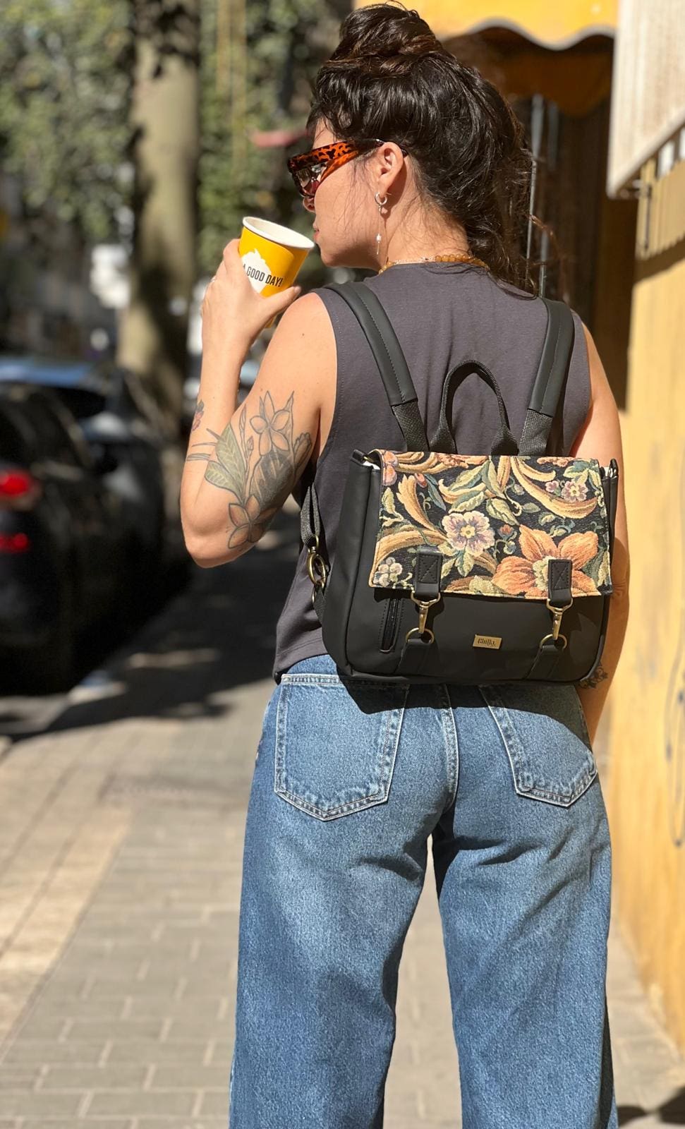 Vintage Floral Jaffa Backpack/Side Bag