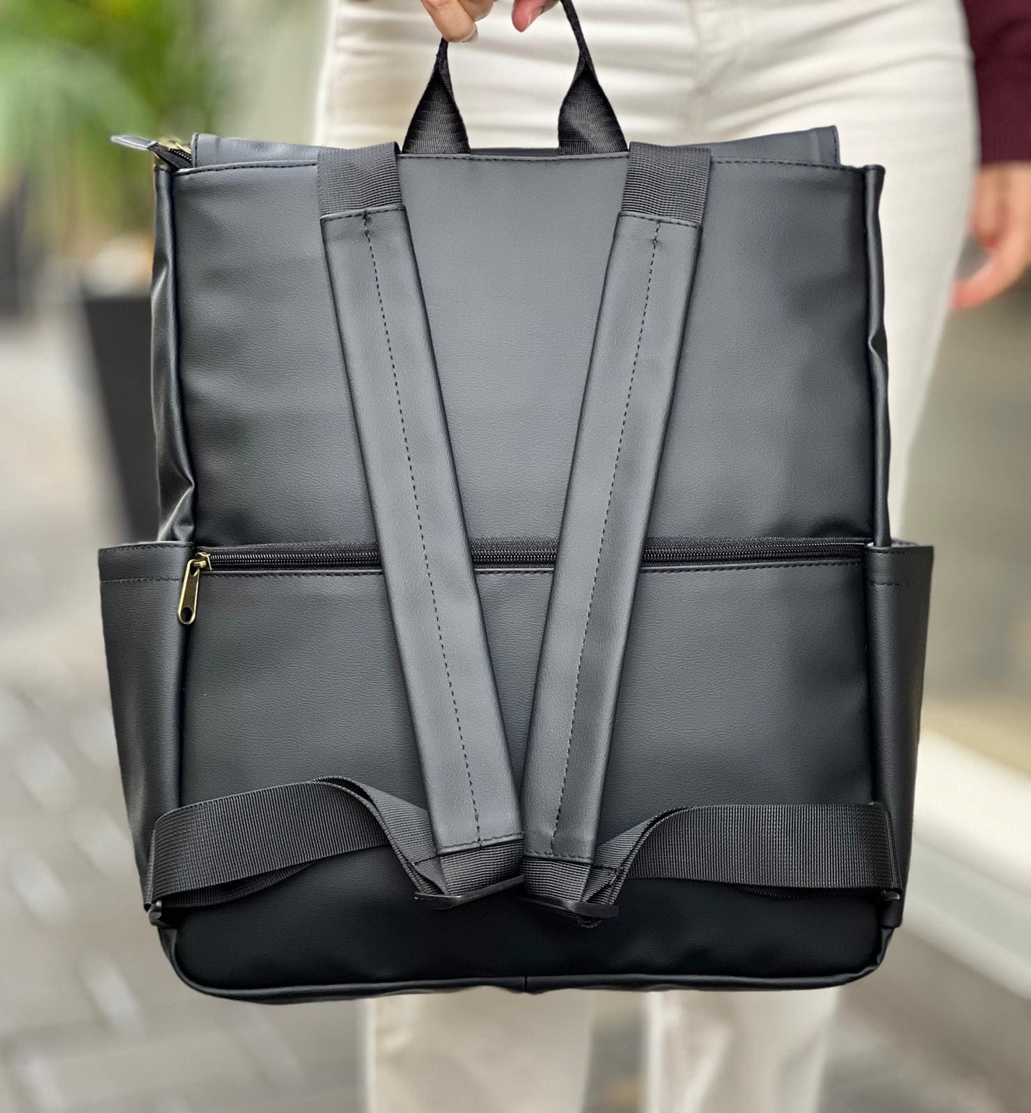 Black Leather-like Large Unicorn Backpack