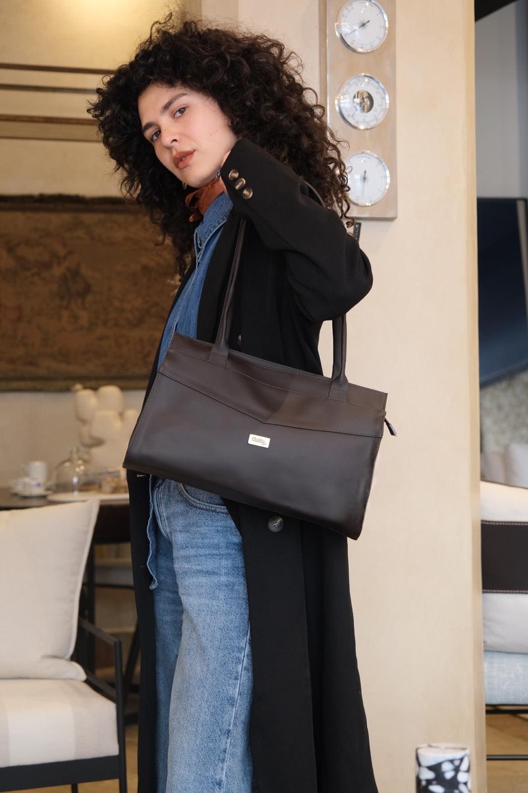 Chocolate Brown Lou'iz Shoulder Bag