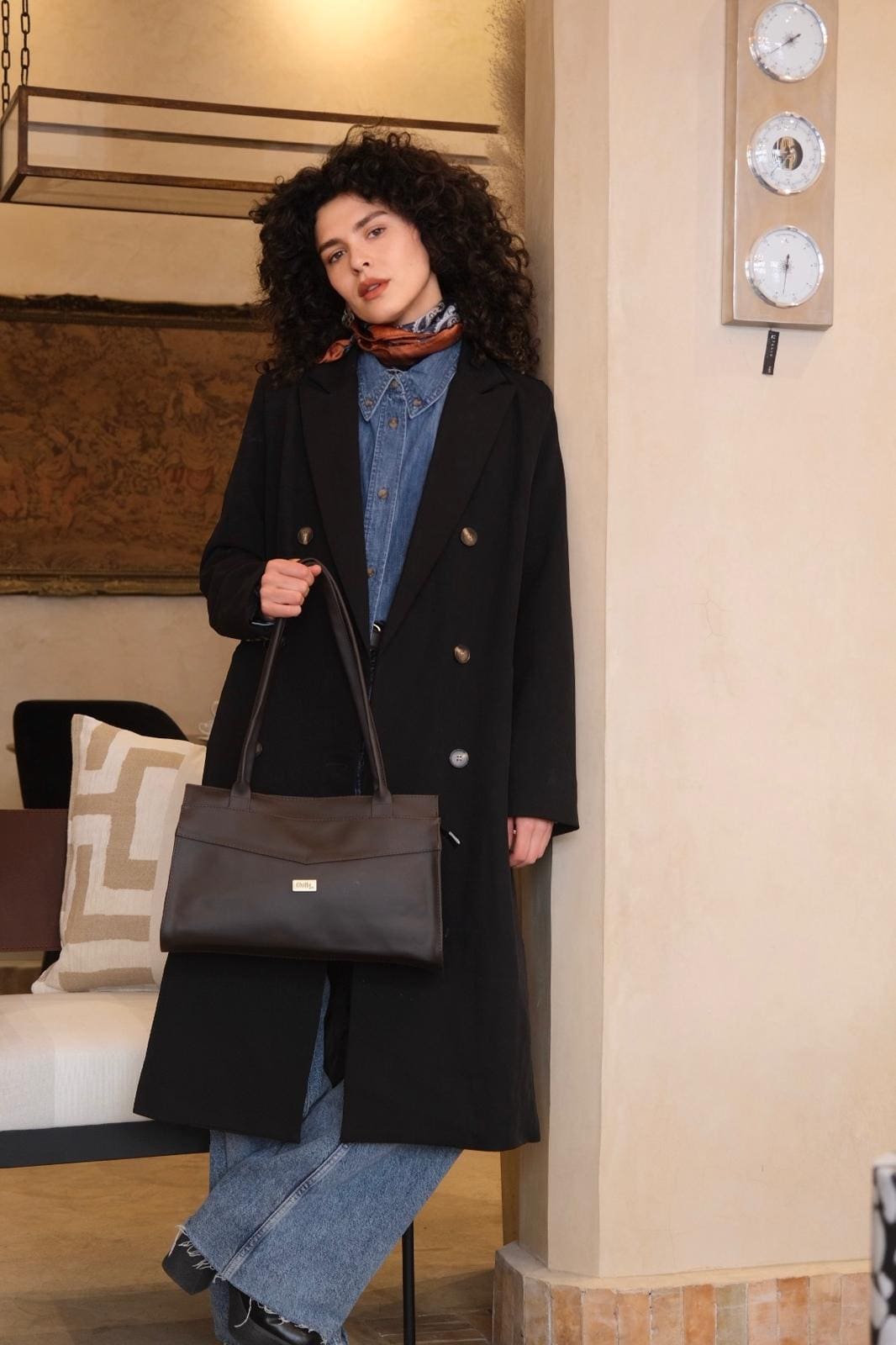 Chocolate Brown Lou'iz Shoulder Bag