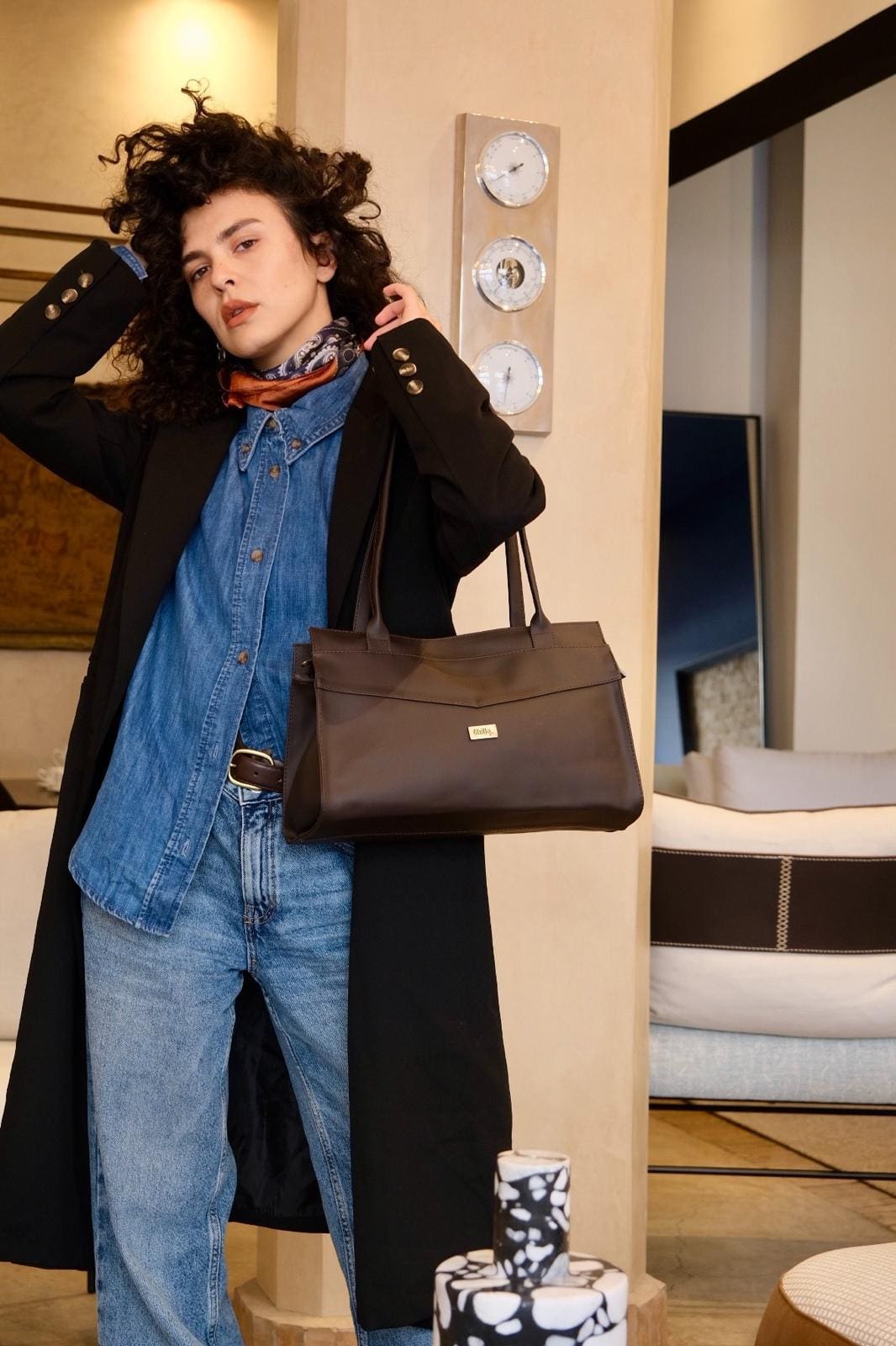 Chocolate Brown Lou'iz Shoulder Bag