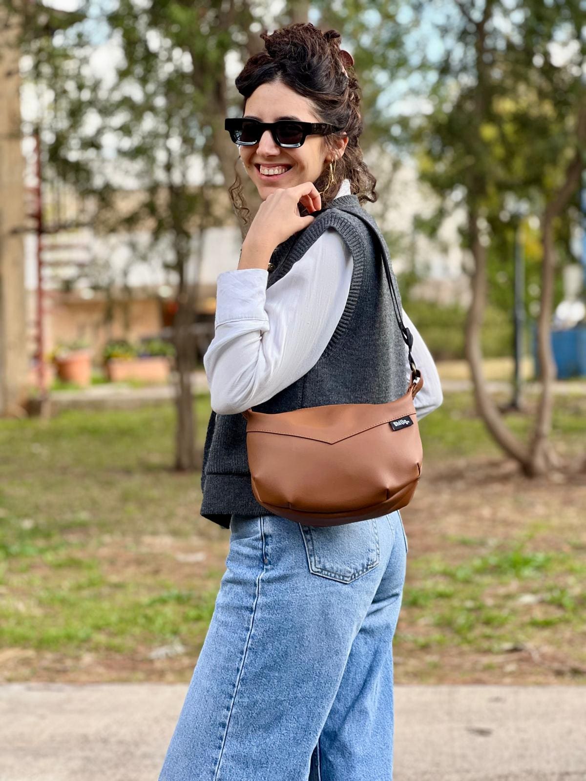 Smooth Camel side bag