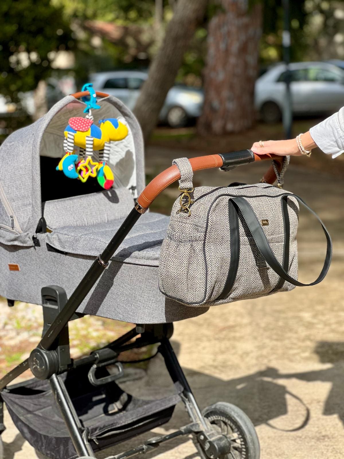 Ita gray tweed diaper bag