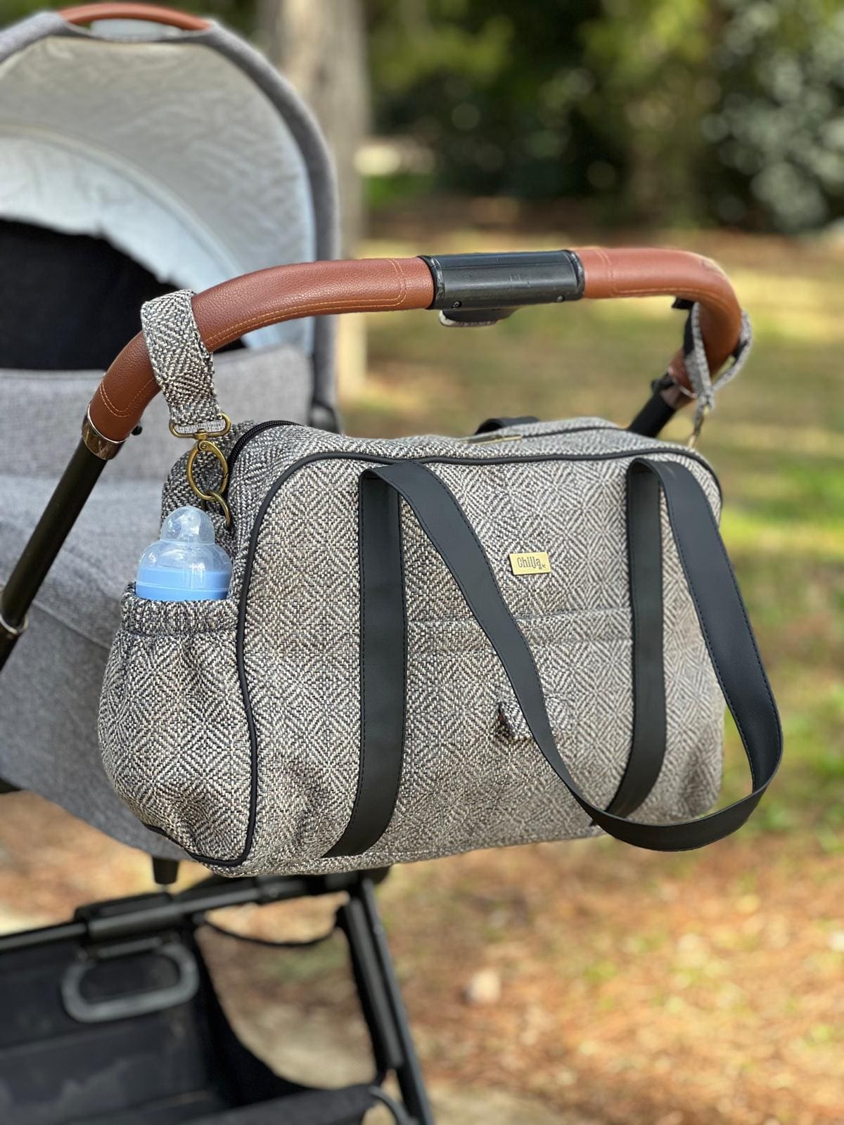 Ita gray tweed diaper bag