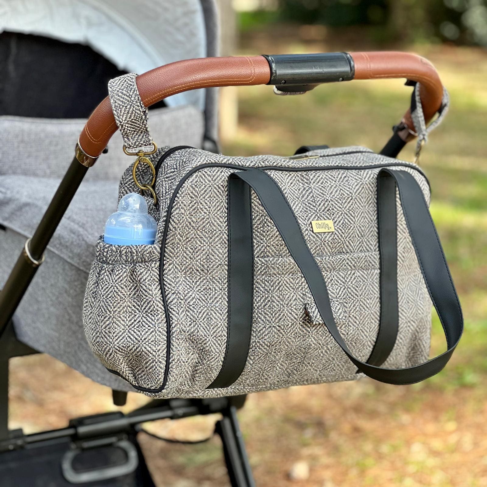 Ita gray tweed diaper bag