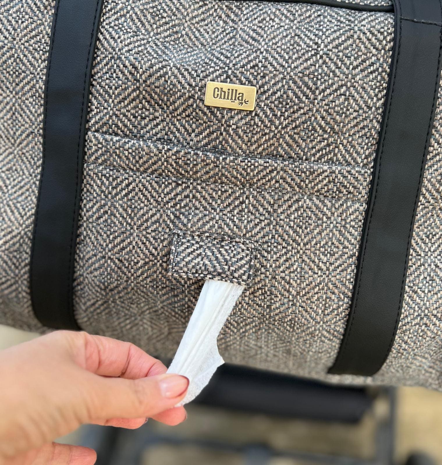 Ita gray tweed diaper bag