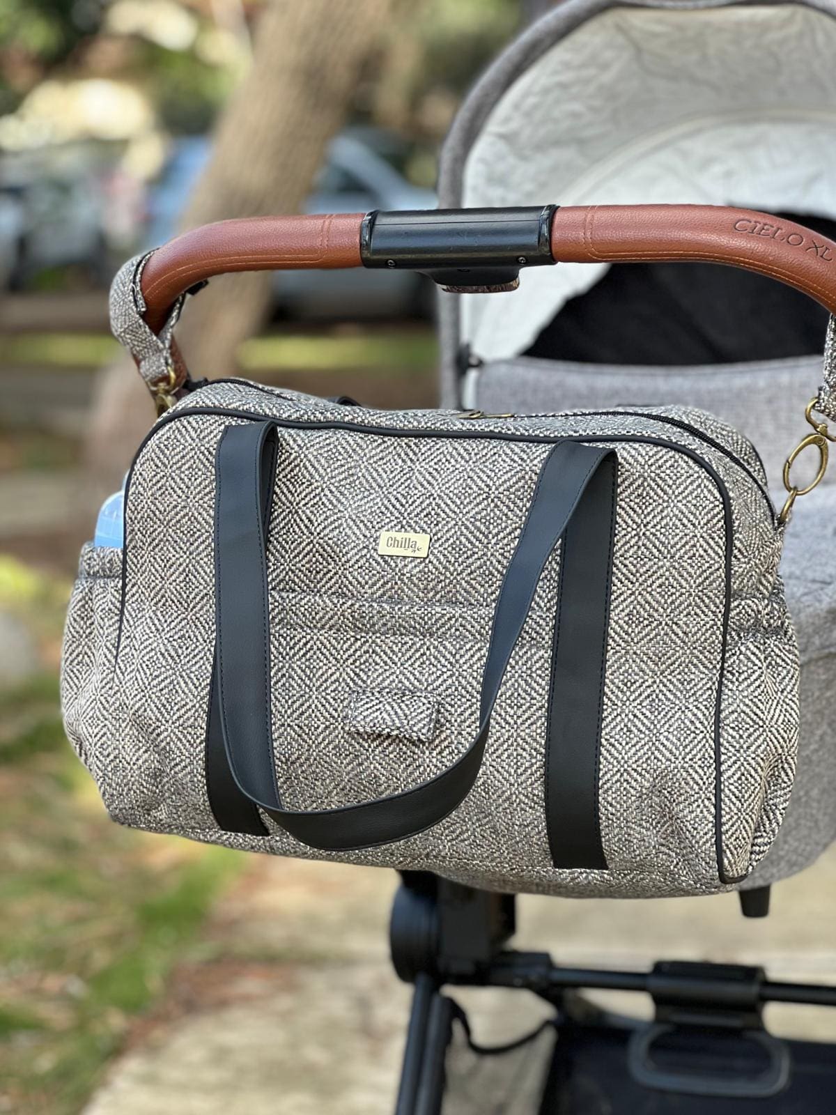 Ita gray tweed diaper bag