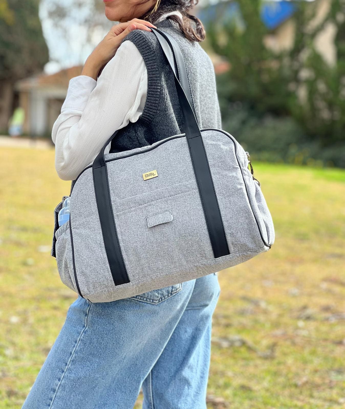 Ita diaper bag gray canvas