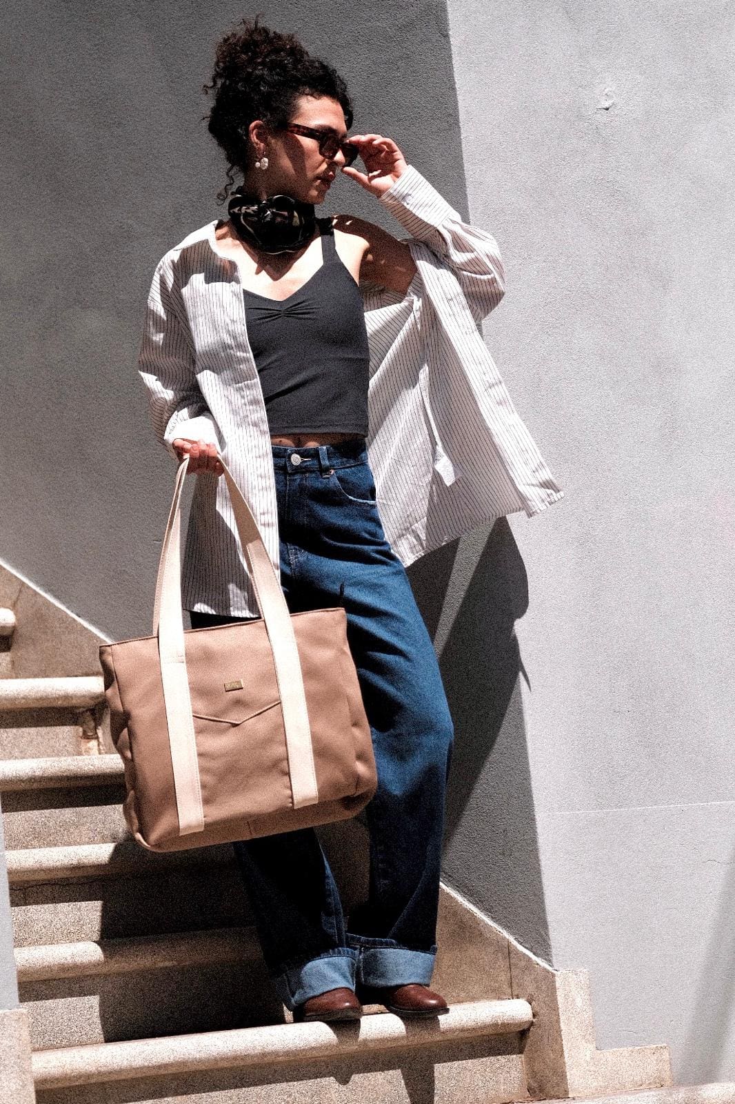 Light Brown Canvas NOKO Large Side Bag